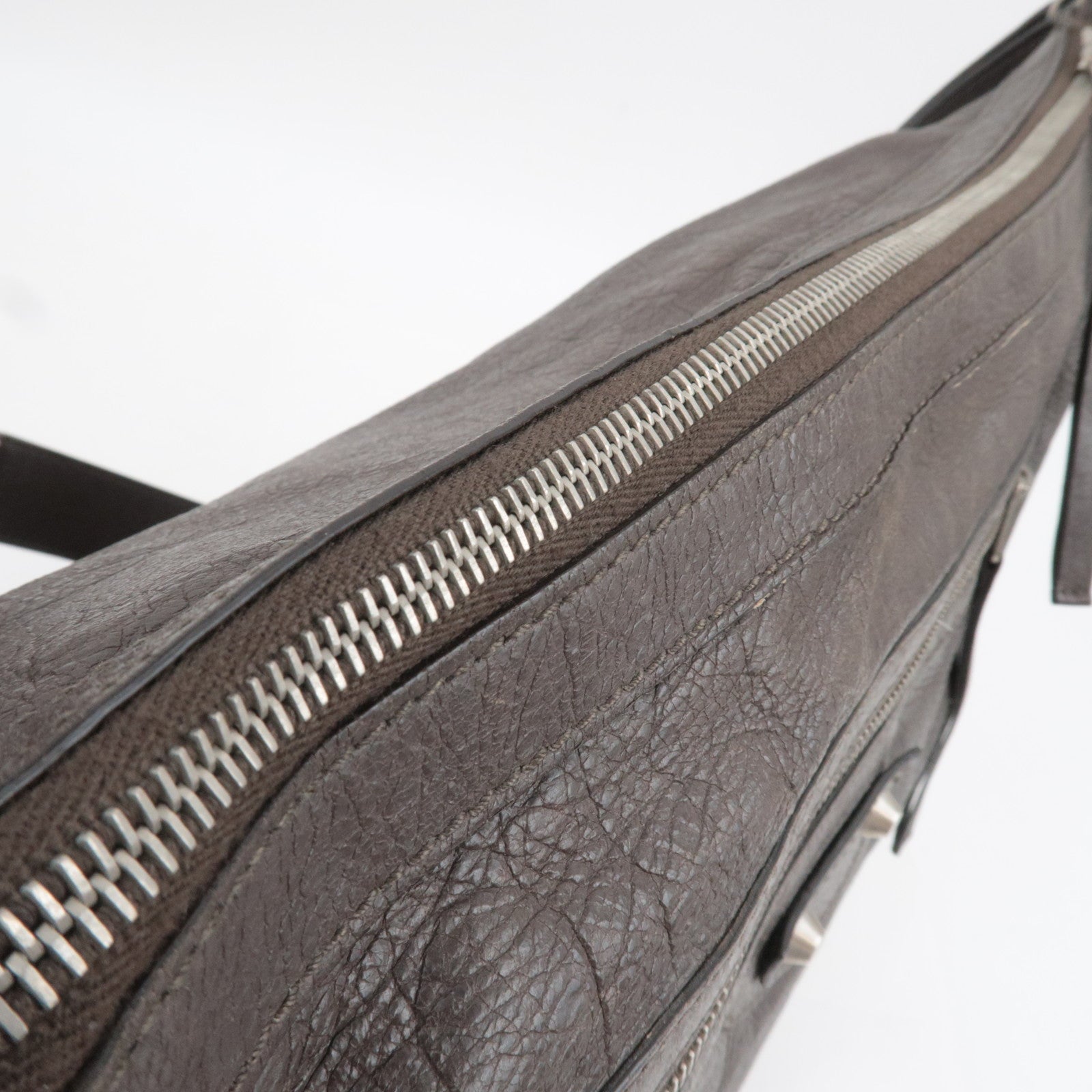 BALENCIAGA The Day Leather Shoulder Bag Gray 272409