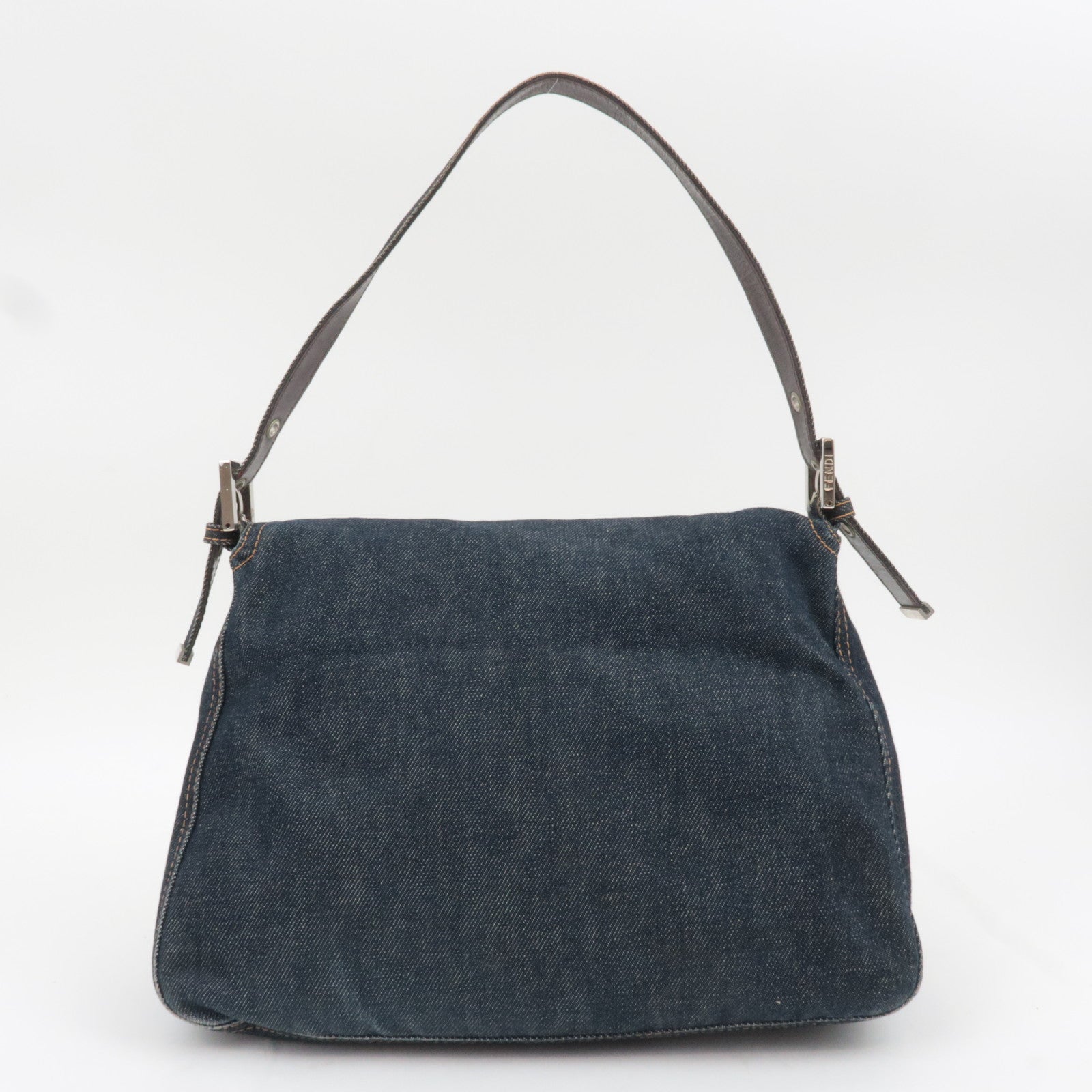FENDI Mamma Baguette Denim Shoulder Bag Navy 26325