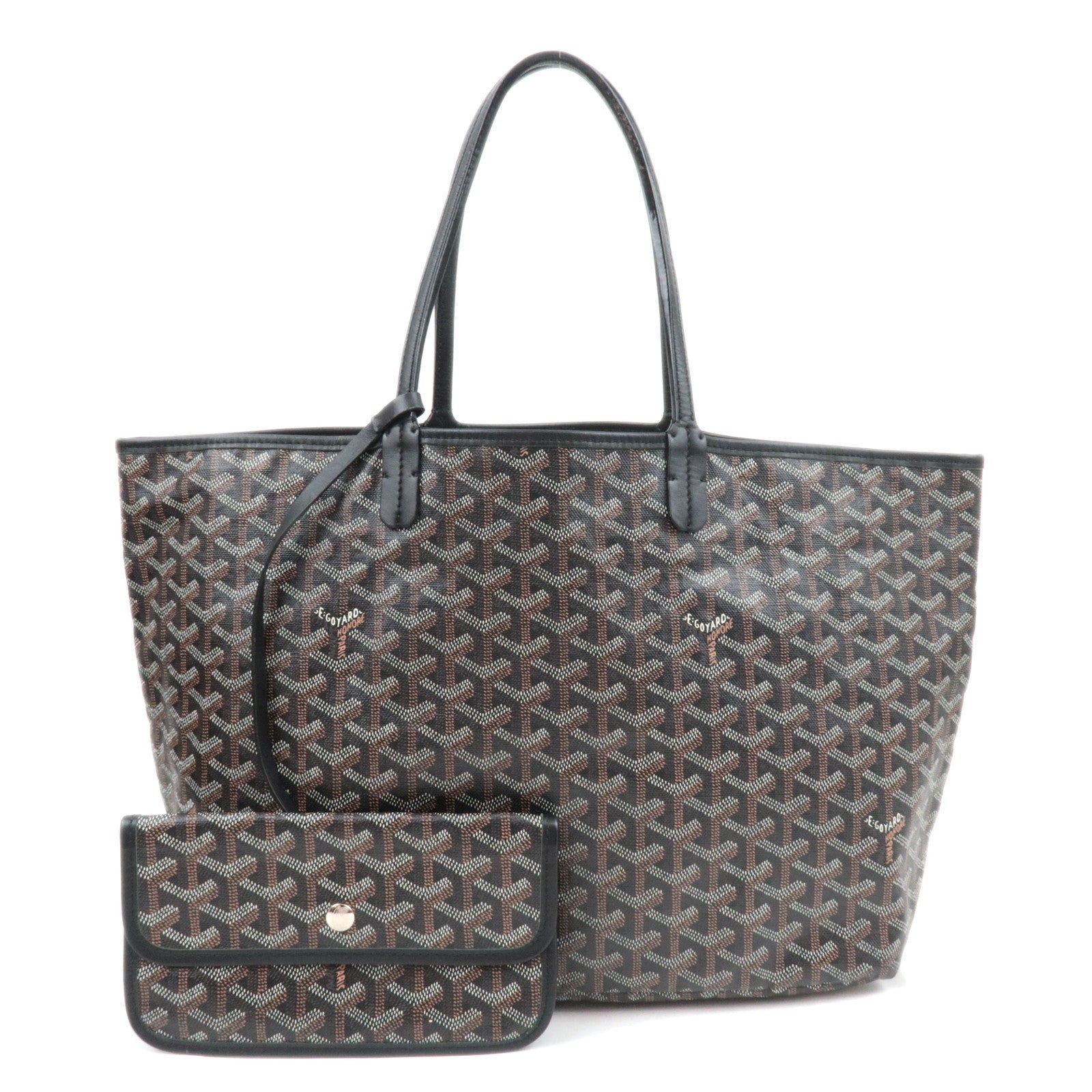 GOYARD Herringbone Saint Louis PM PVC Leather Tote Bag Black89353