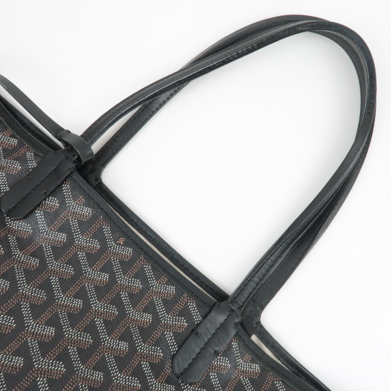 GOYARD Herringbone Saint Louis PM PVC Leather Tote Bag Black