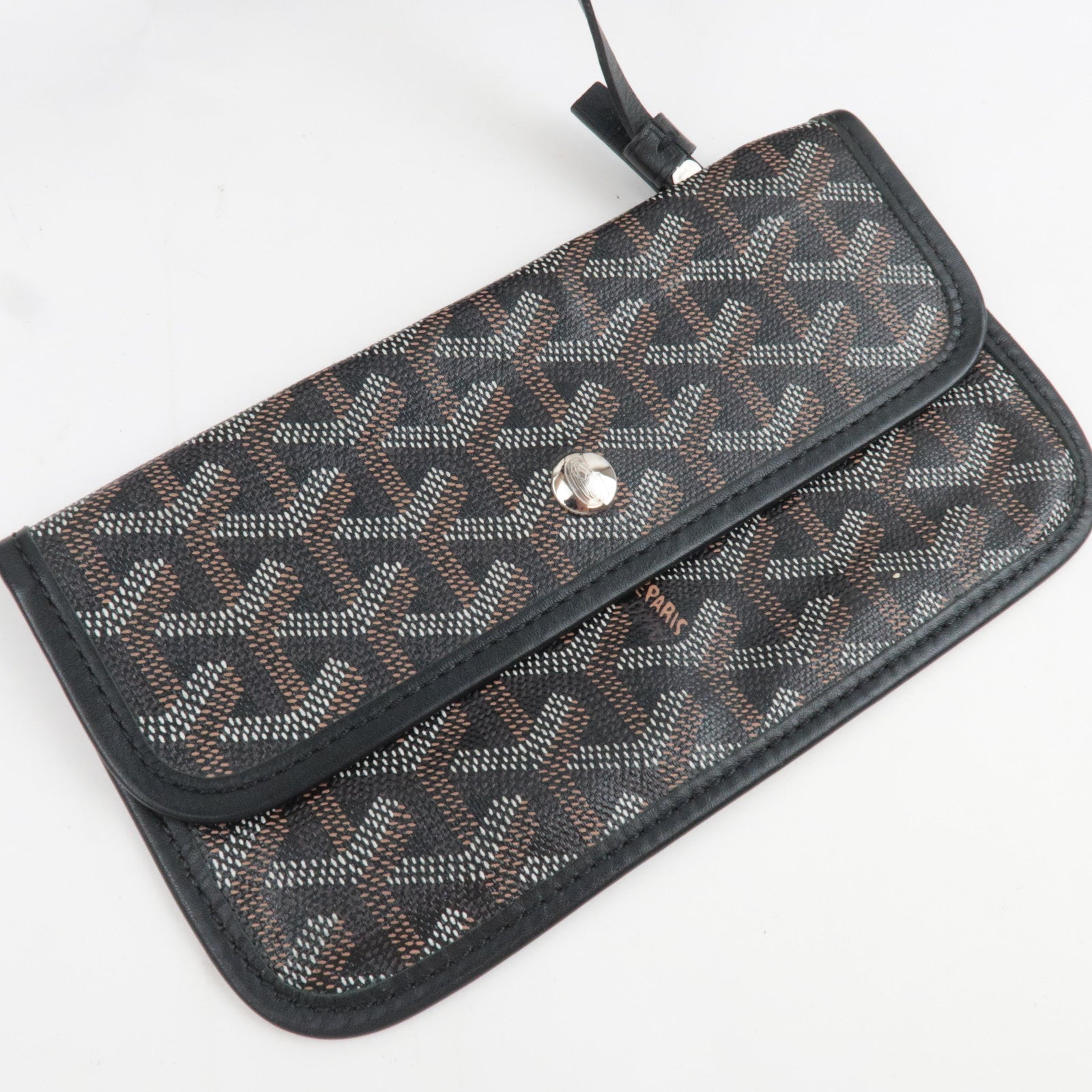 GOYARD Herringbone Saint Louis PM PVC Leather Tote Bag Black