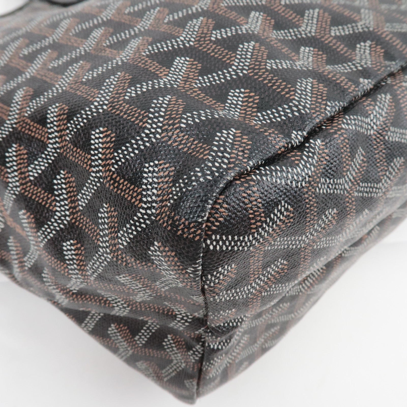 GOYARD Herringbone Saint Louis PM PVC Leather Tote Bag Black