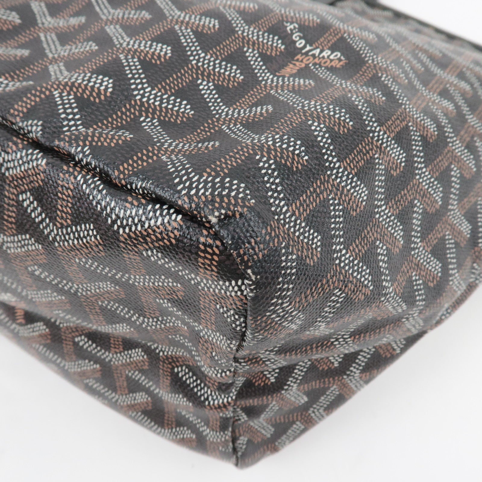 GOYARD Herringbone Saint Louis PM PVC Leather Tote Bag Black
