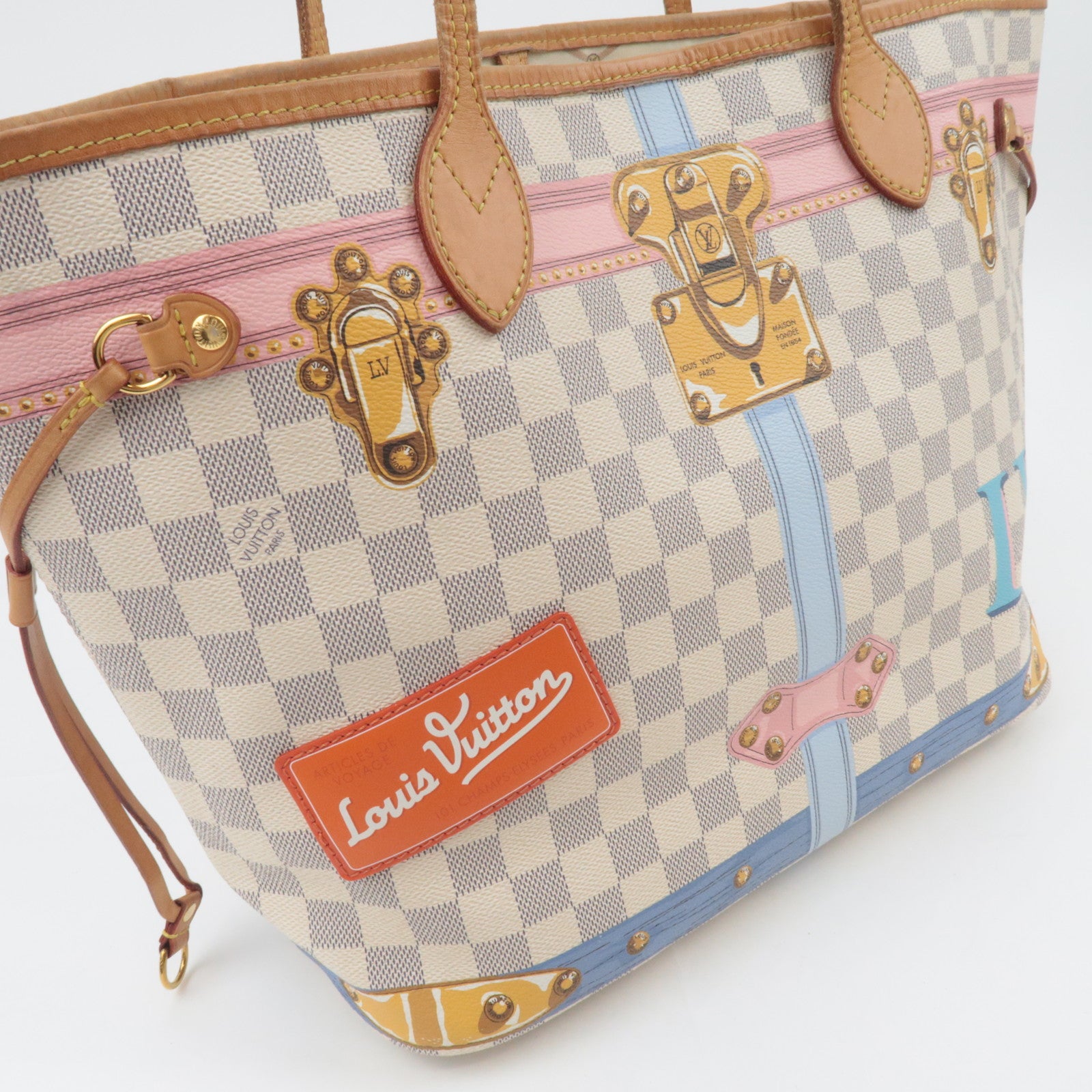 Louis Vuitton Summer Trunk Damier Azur Neverfull MM Tote Bag N41065