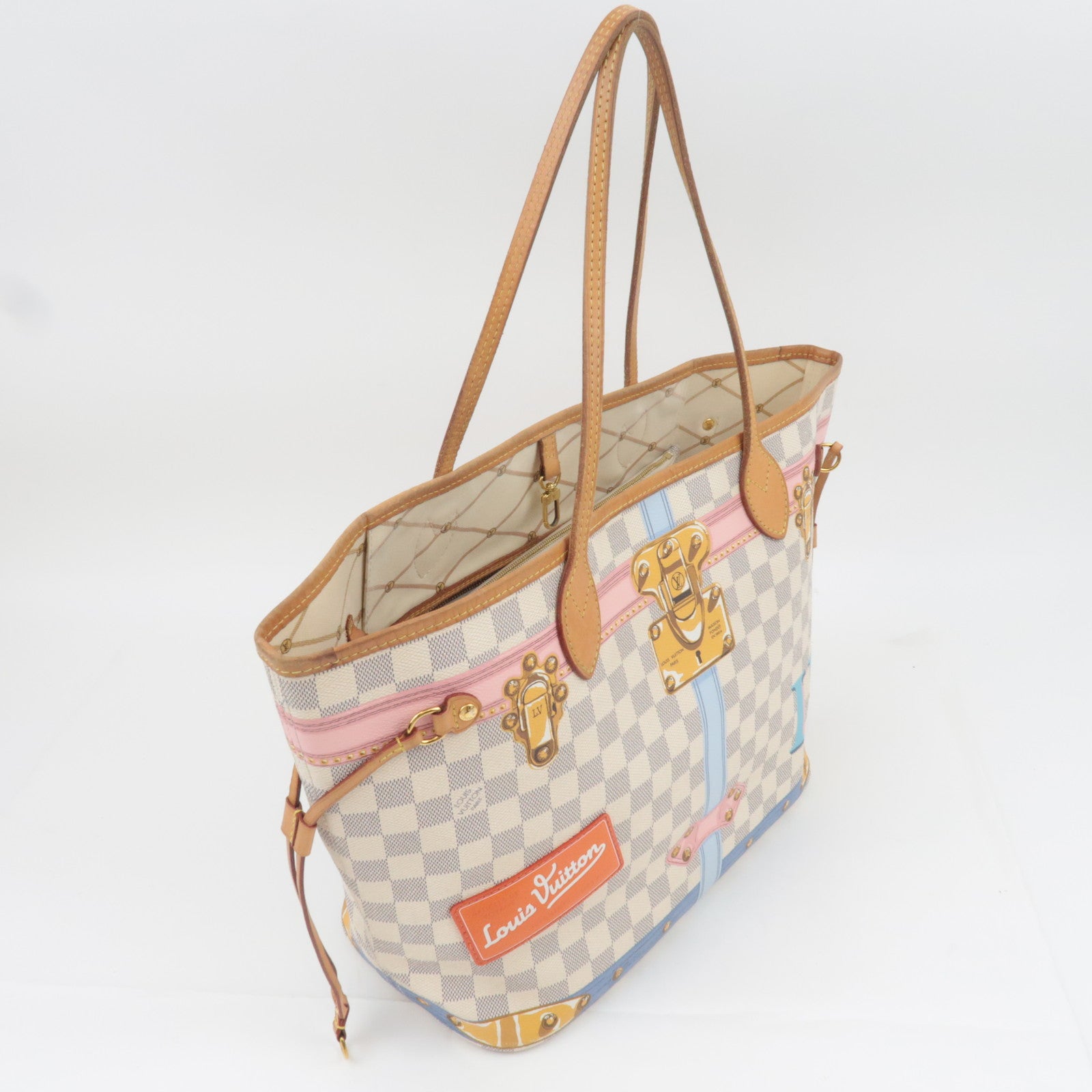 Louis Vuitton Summer Trunk Damier Azur Neverfull MM Tote Bag N41065