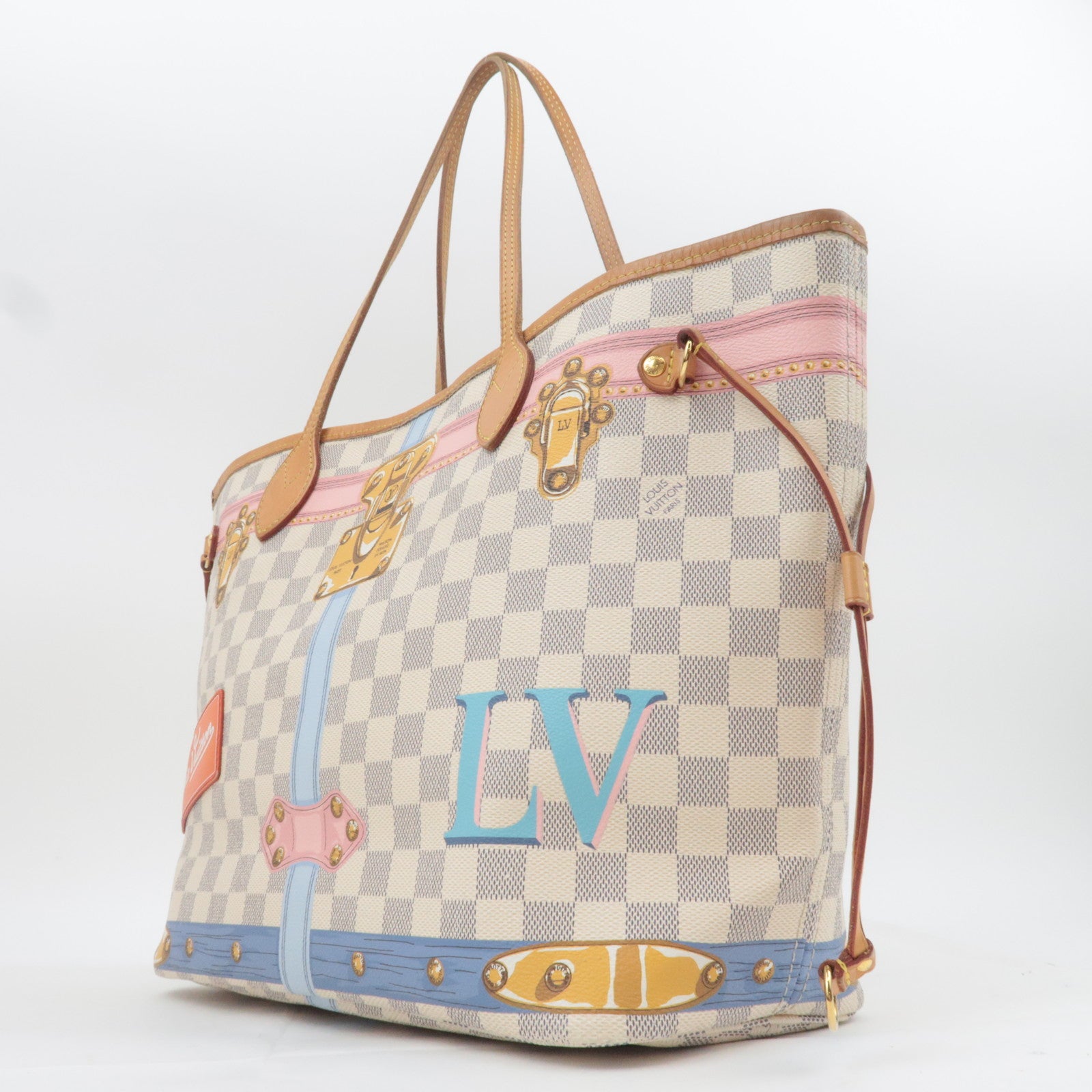 Louis Vuitton Summer Trunk Damier Azur Neverfull MM Tote Bag N41065