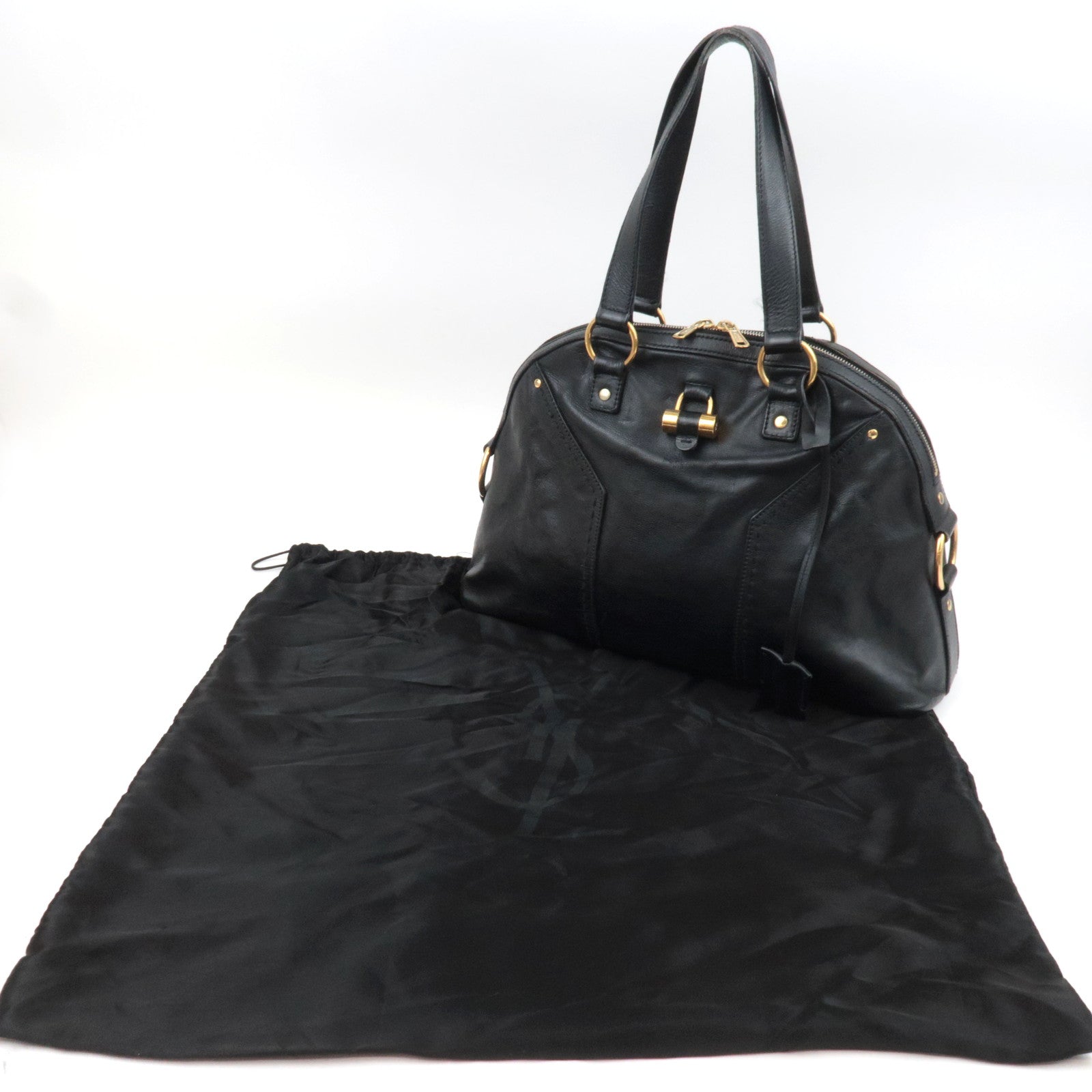 SAINT LAURENT YSL Muse Leather Handbag Black 156464