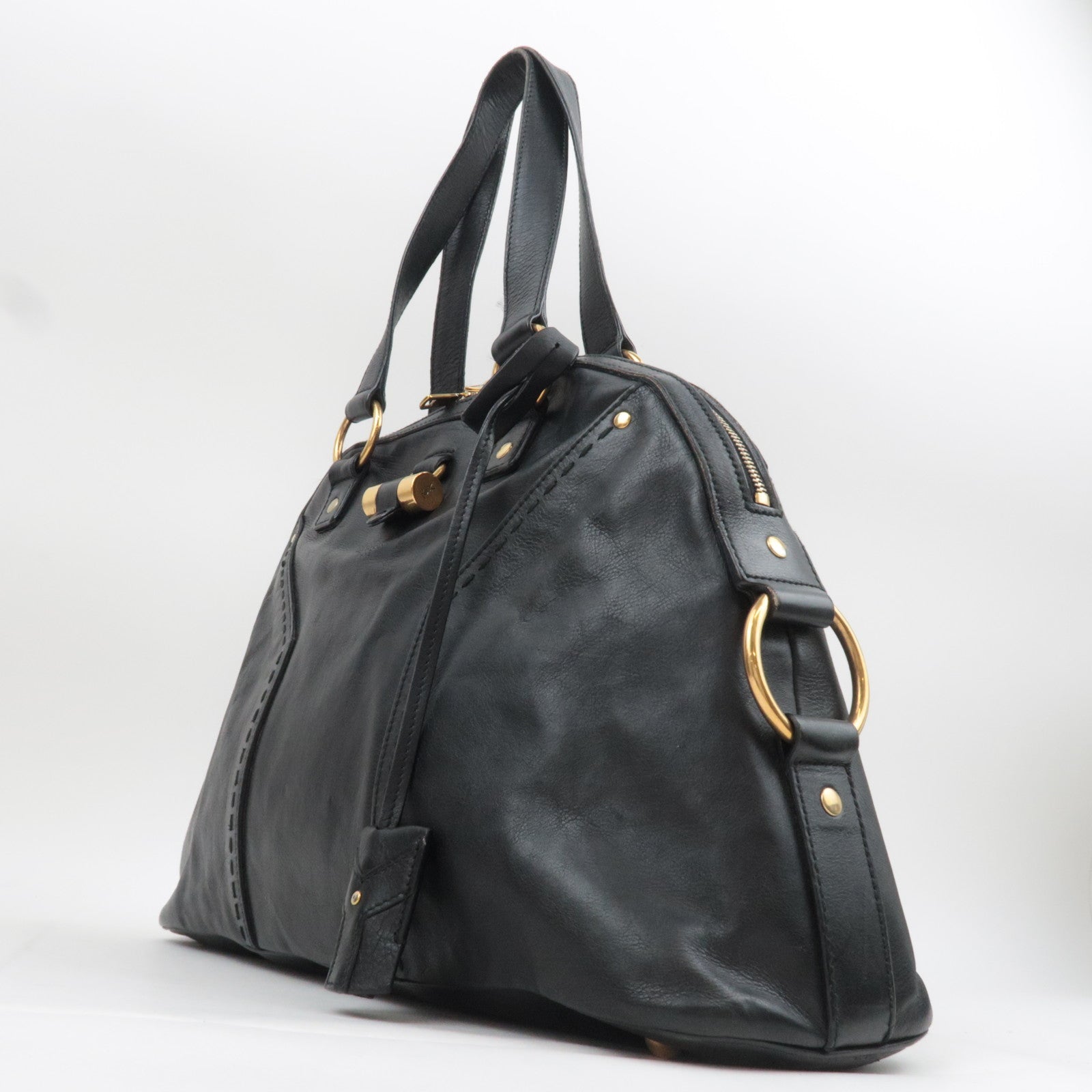 SAINT LAURENT YSL Muse Leather Handbag Black 156464