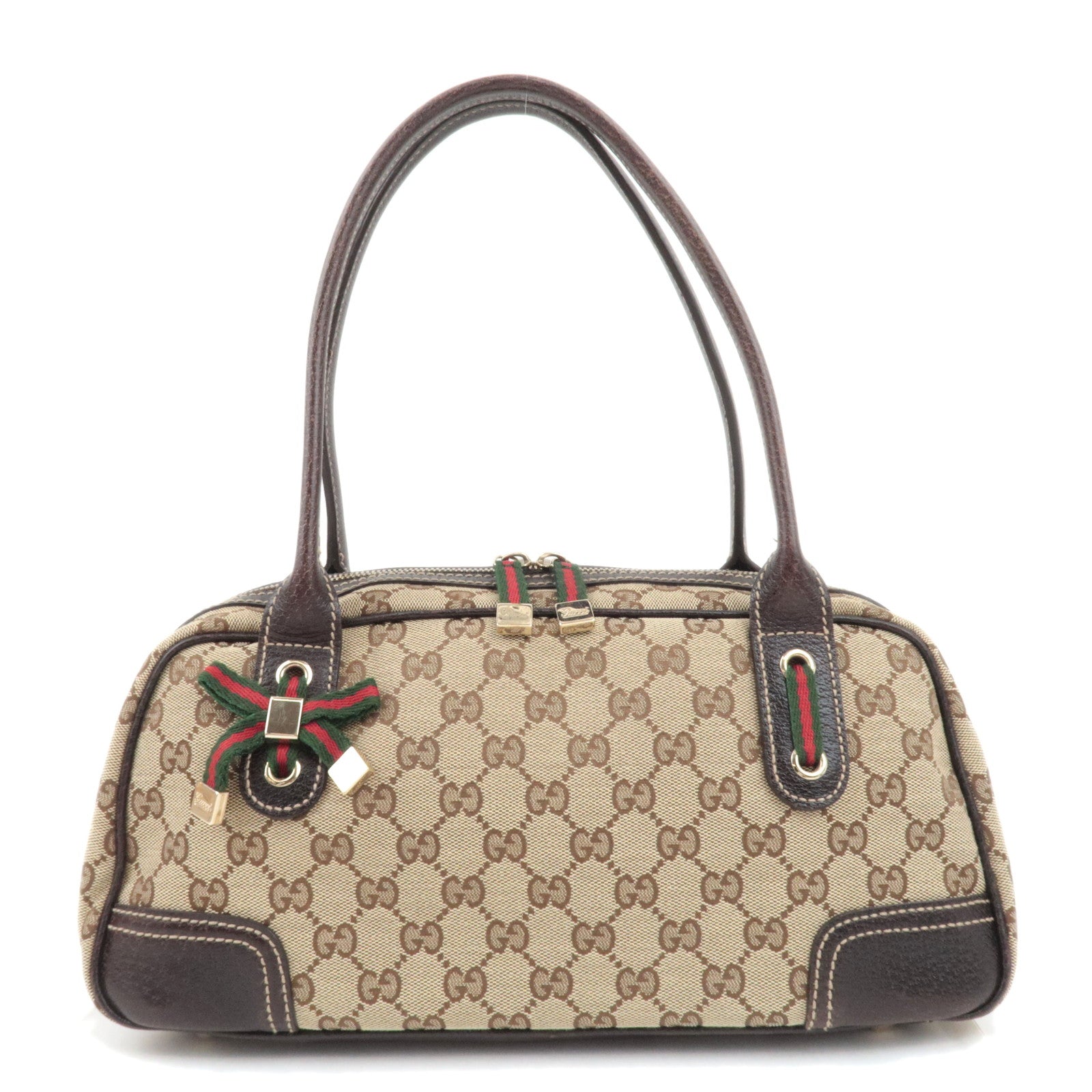 GUCCI Princy Sherry GG Canvas Shoulder Bag Leather Brown 16172089359