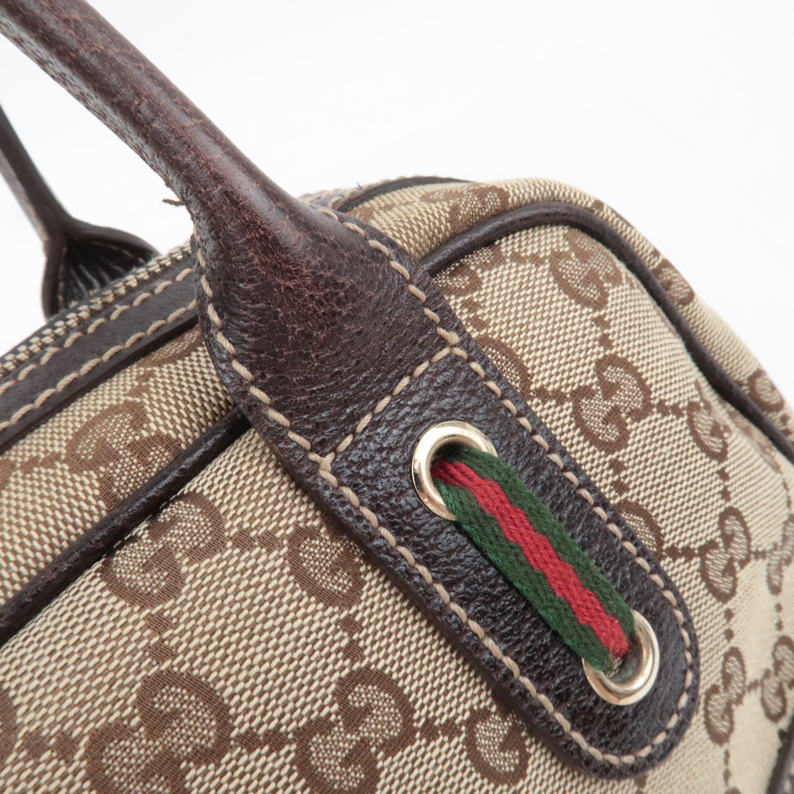 GUCCI Princy Sherry GG Canvas Shoulder Bag Leather Brown 161720