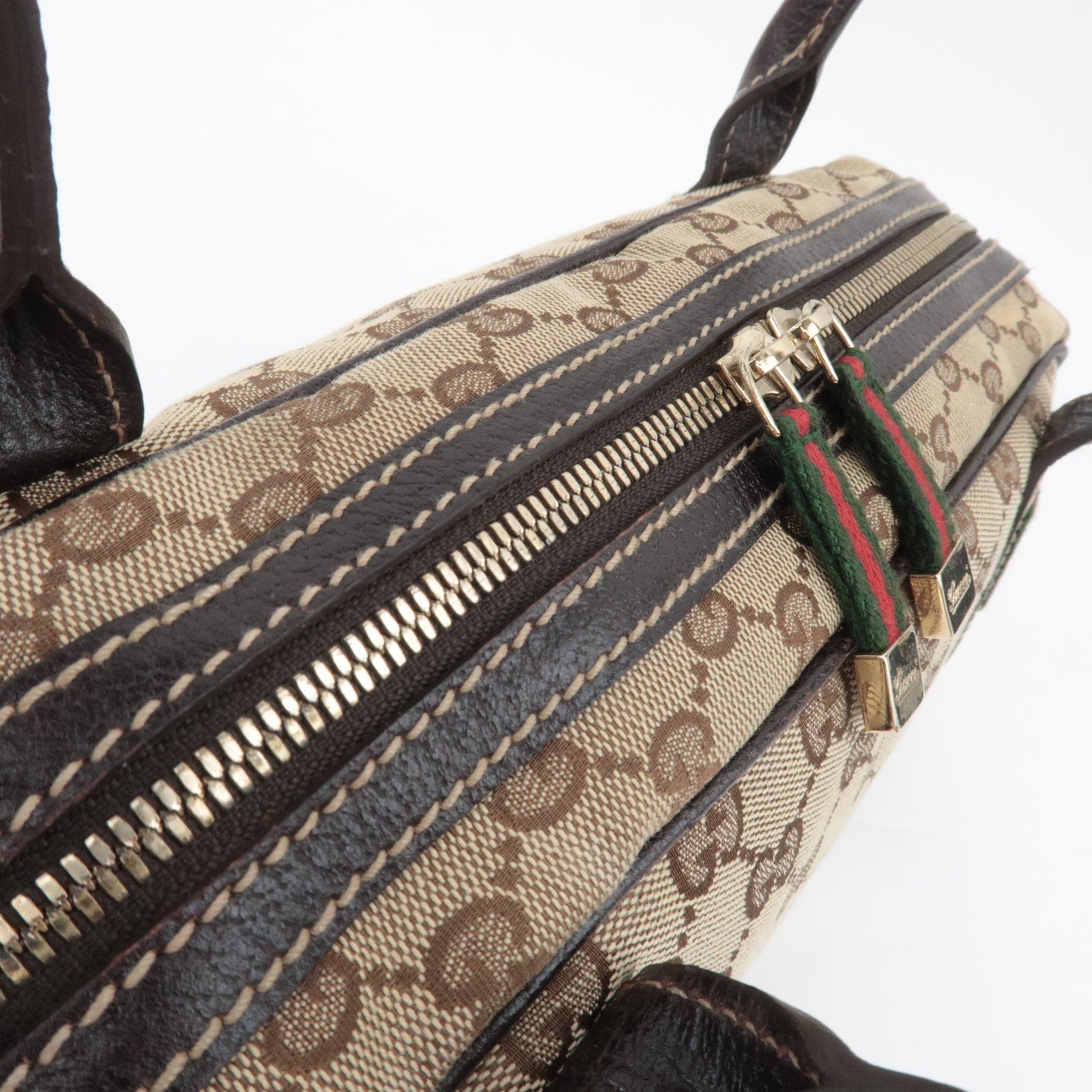 GUCCI Princy Sherry GG Canvas Shoulder Bag Leather Brown 161720