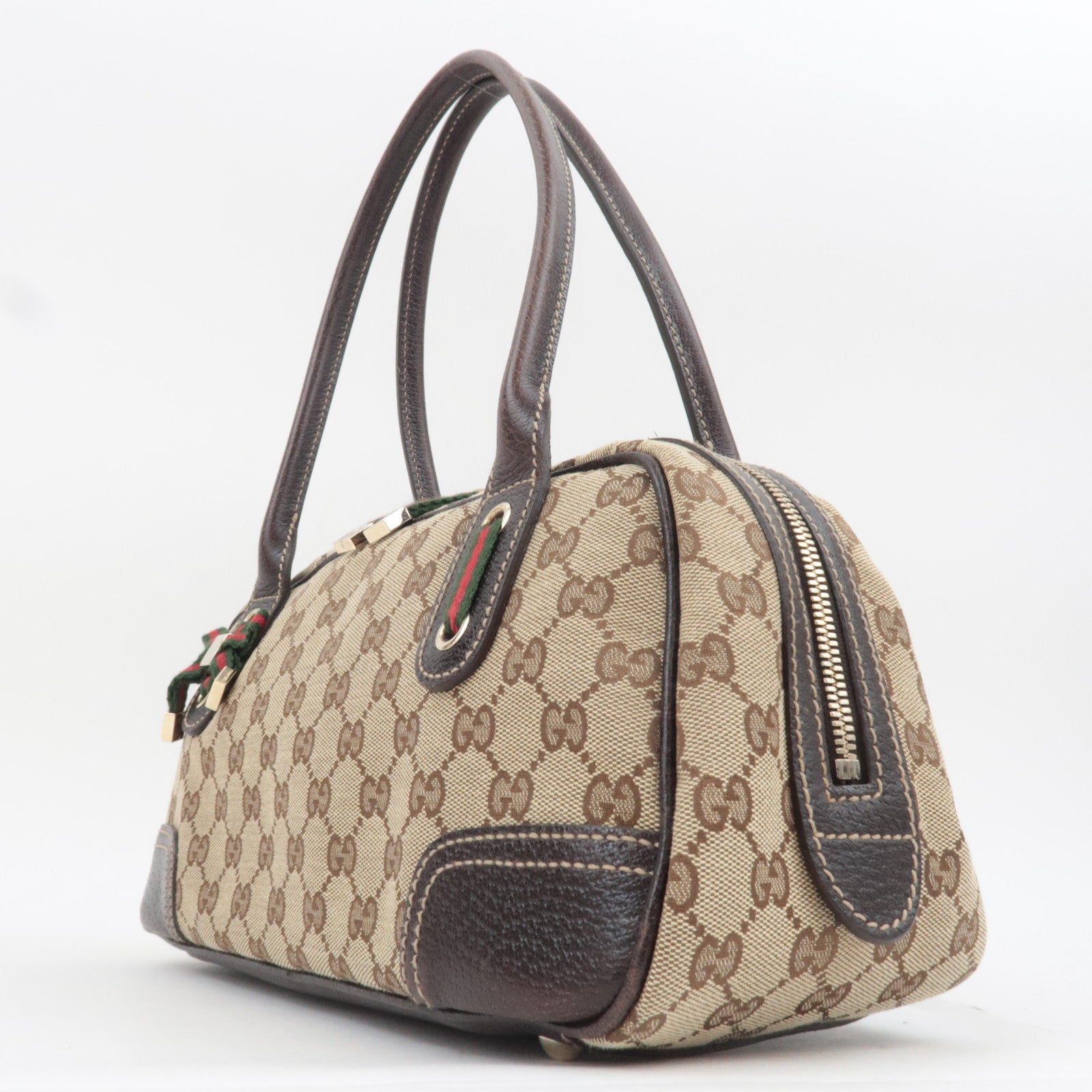 GUCCI Princy Sherry GG Canvas Shoulder Bag Leather Brown 161720