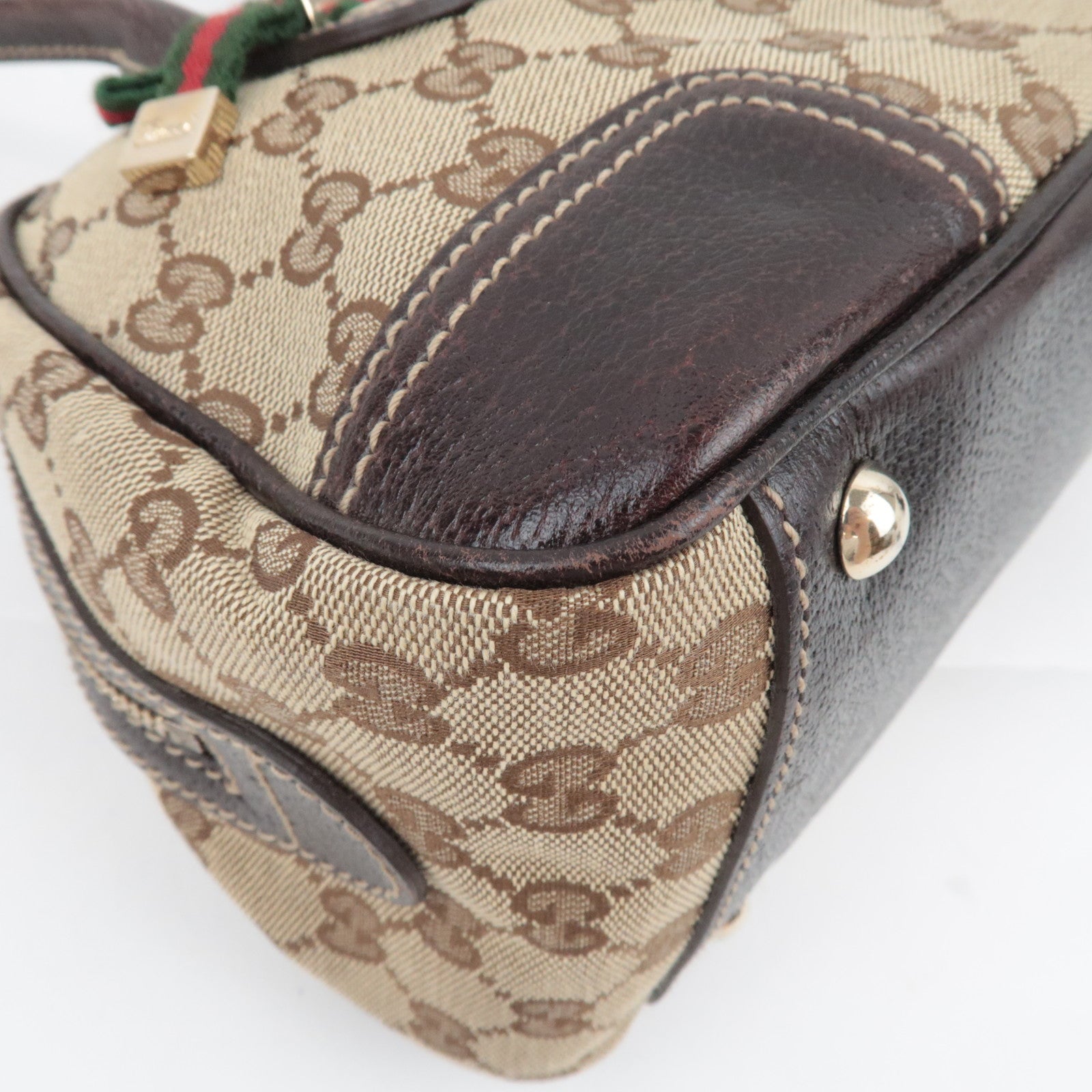 GUCCI Princy Sherry GG Canvas Shoulder Bag Leather Brown 161720