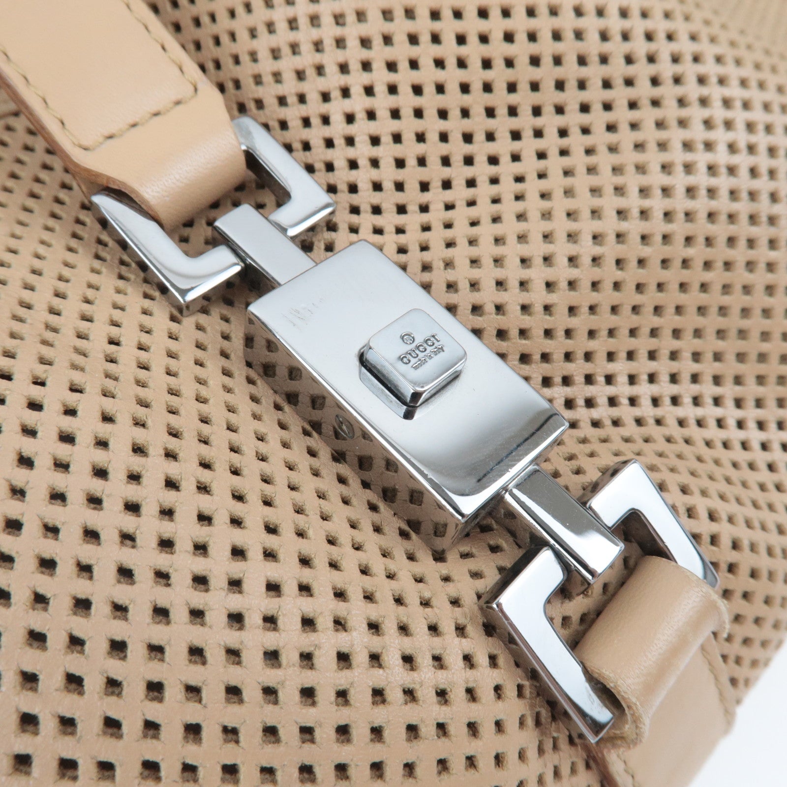 GUCCI Jackie Mesh Leather Shoulder Bag Beige 01719