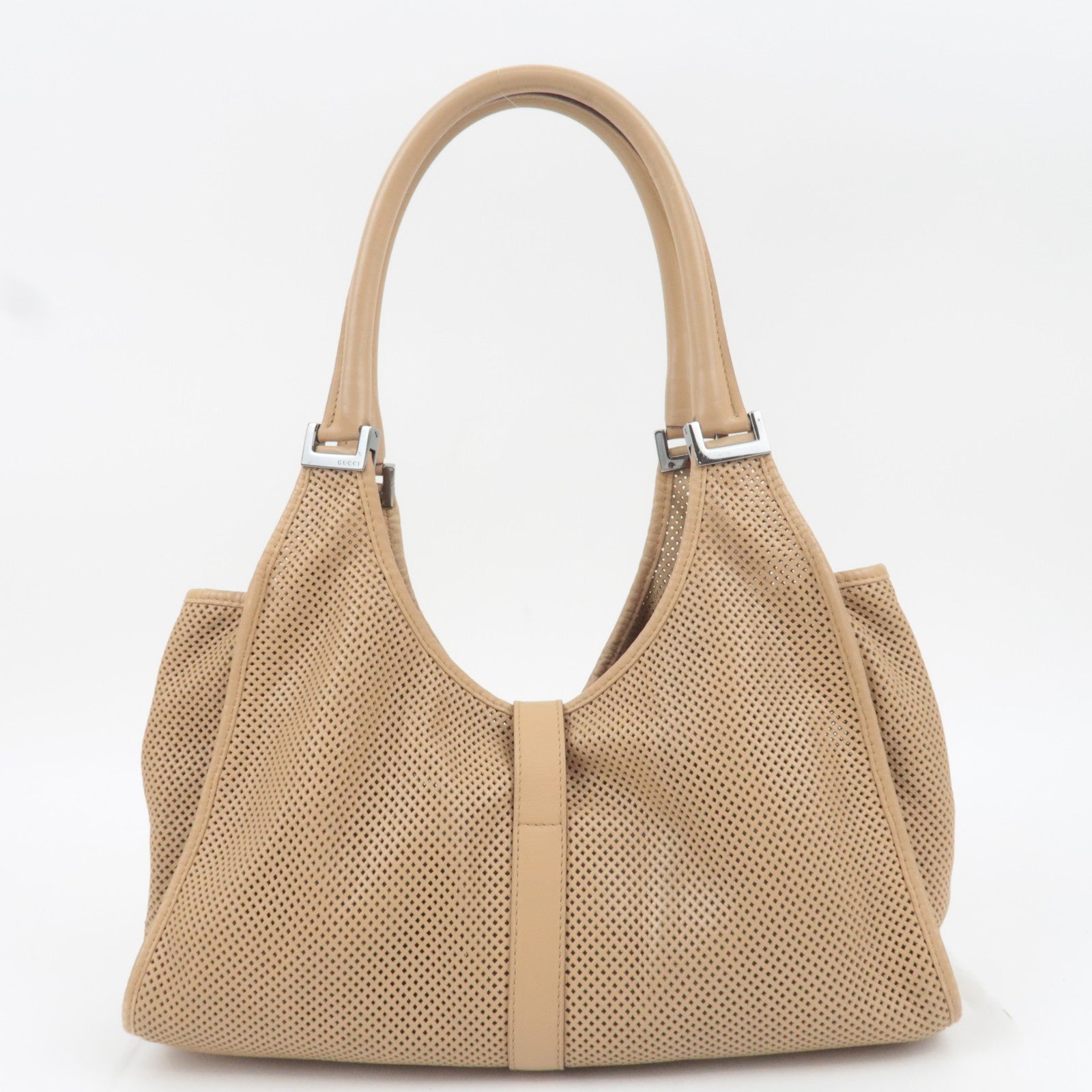 GUCCI Jackie Mesh Leather Shoulder Bag Beige 01719