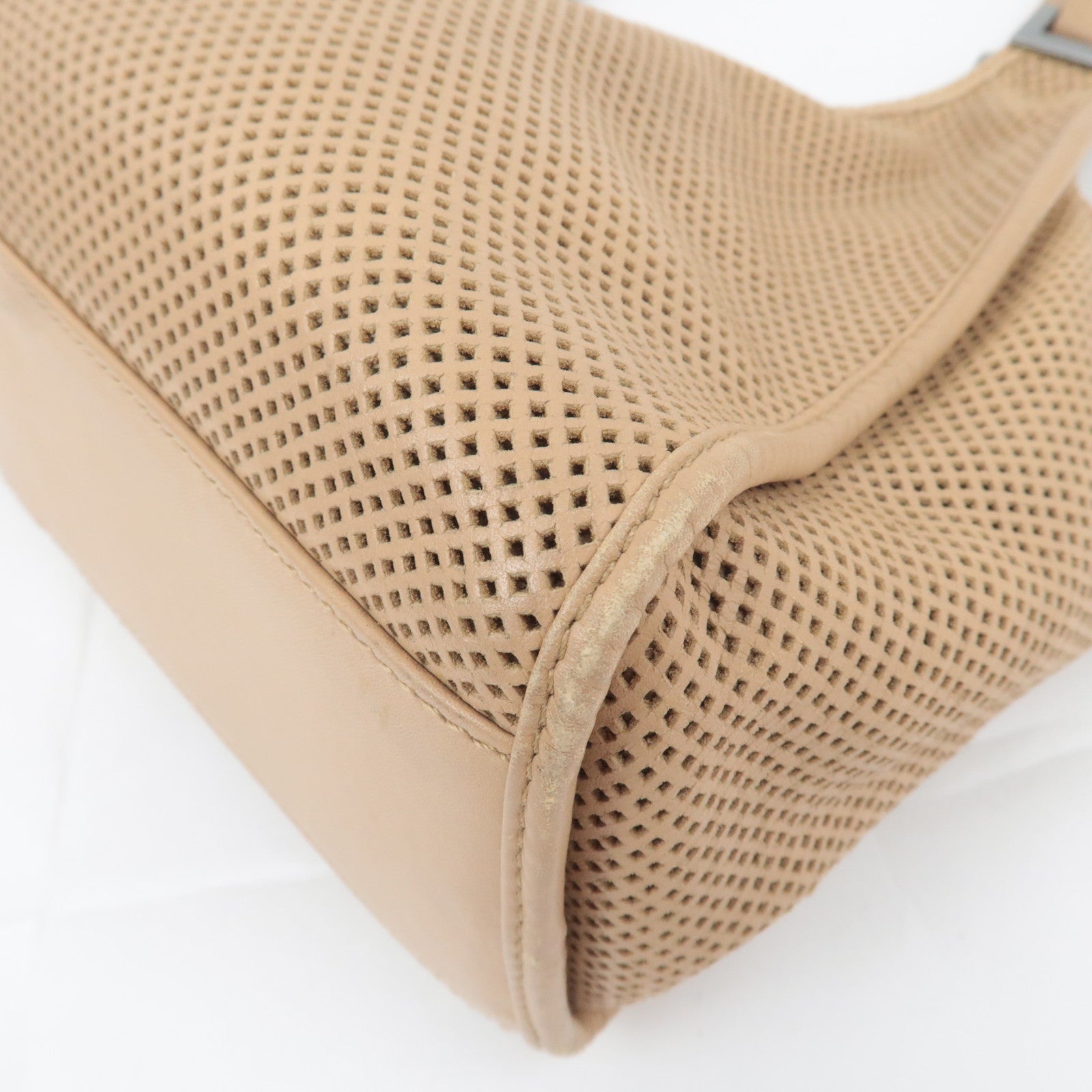 GUCCI Jackie Mesh Leather Shoulder Bag Beige 01719