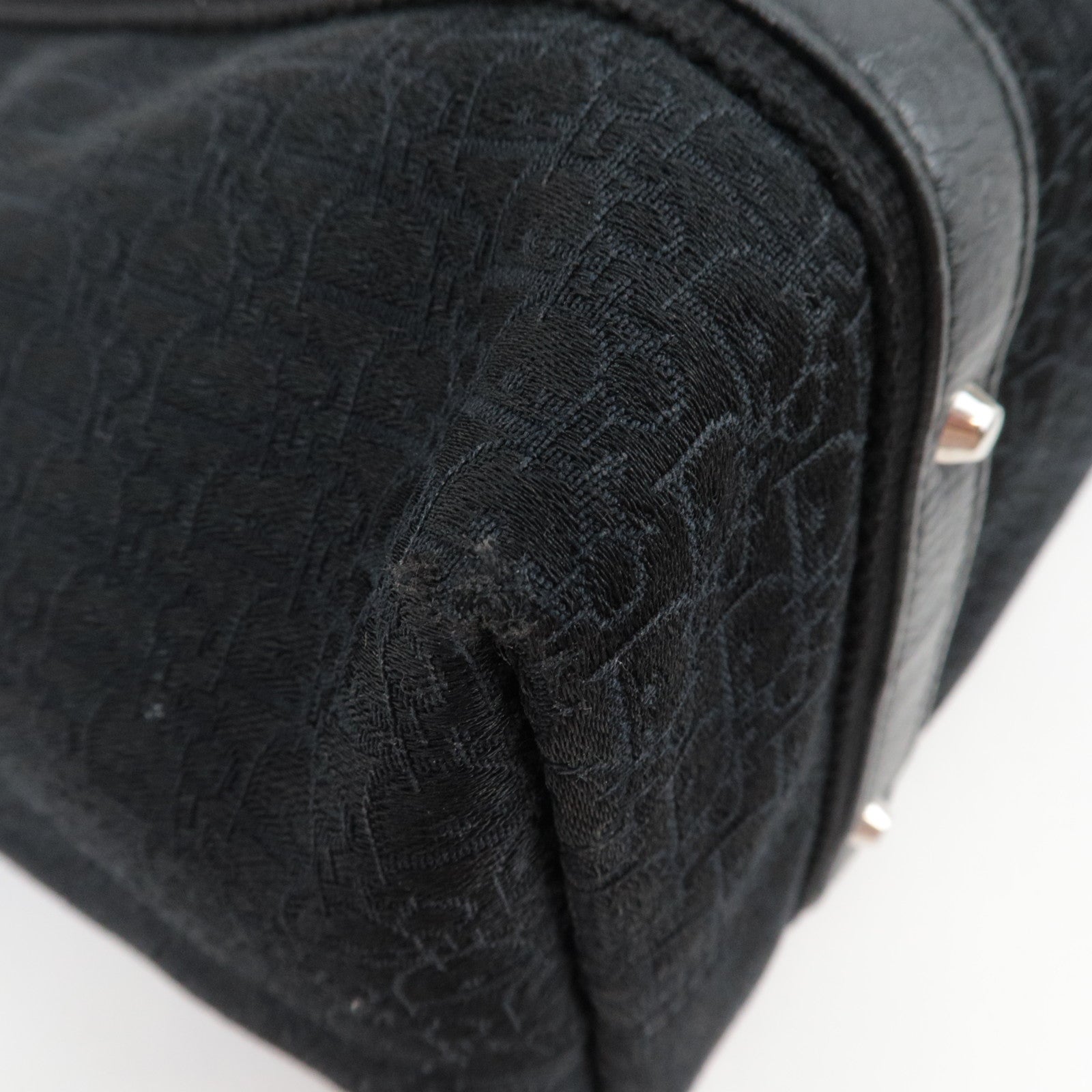 Christian Dior Street Chic Trotter Canvas Leather Handbag Black