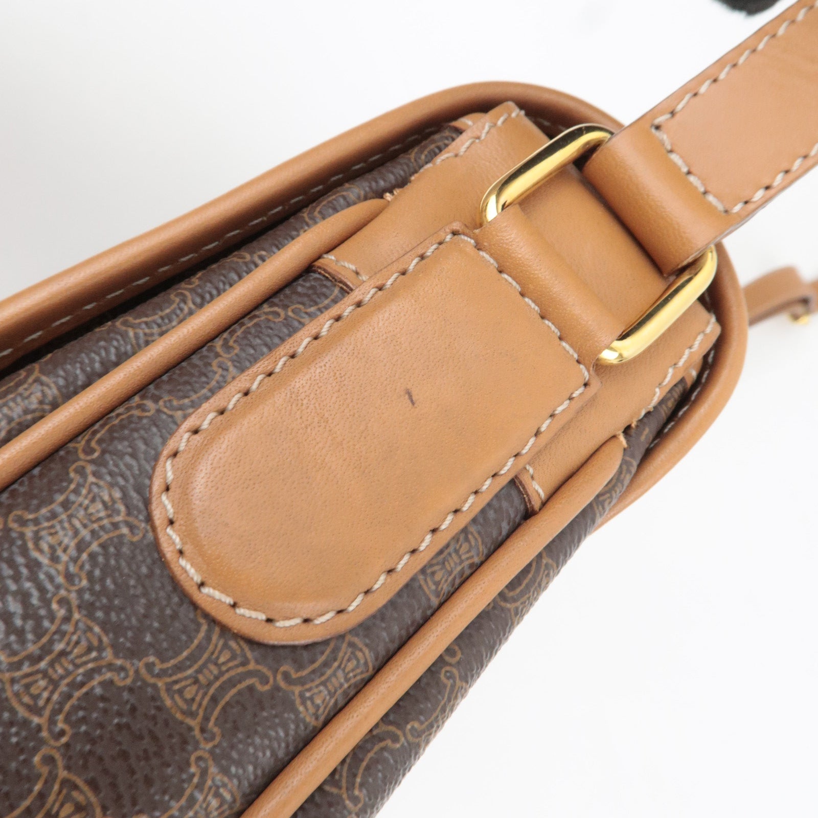 CELINE Macadam PVC Leather Shoulder Bag Brown