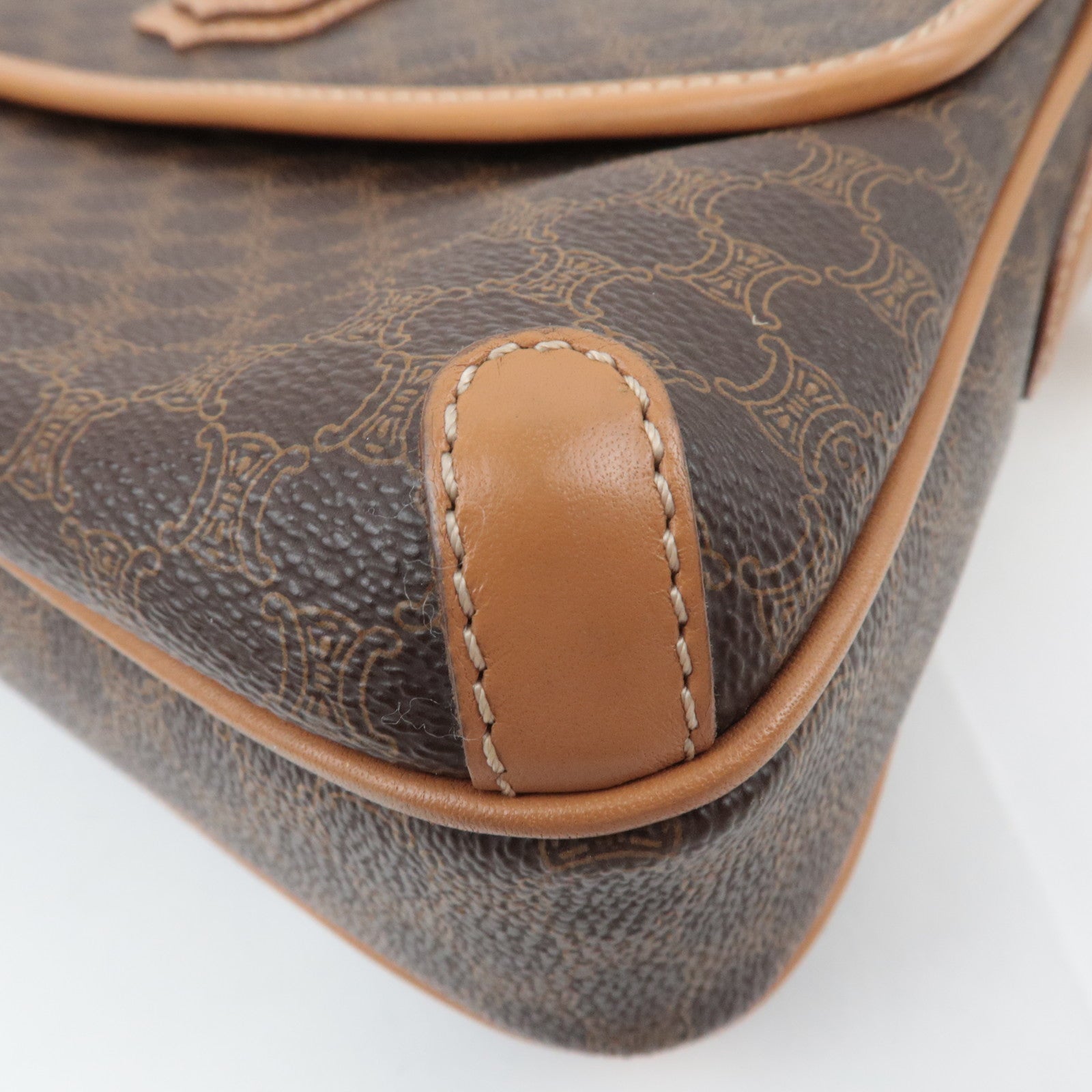CELINE Macadam PVC Leather Shoulder Bag Brown