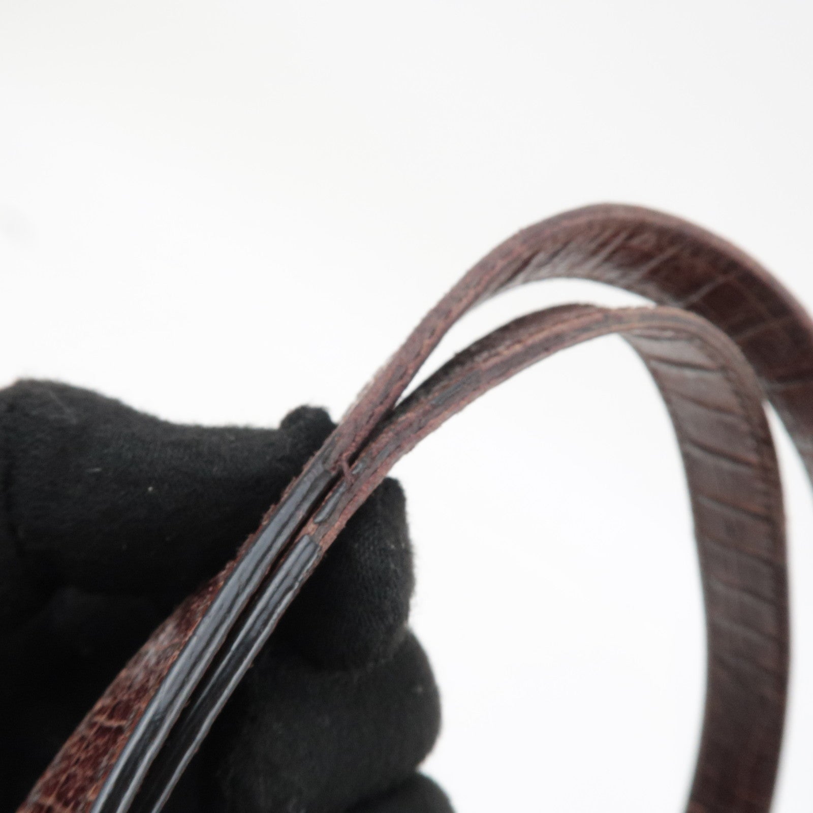CELINE Macadam Canvas Embossed Leather Shoulder Bag Brown