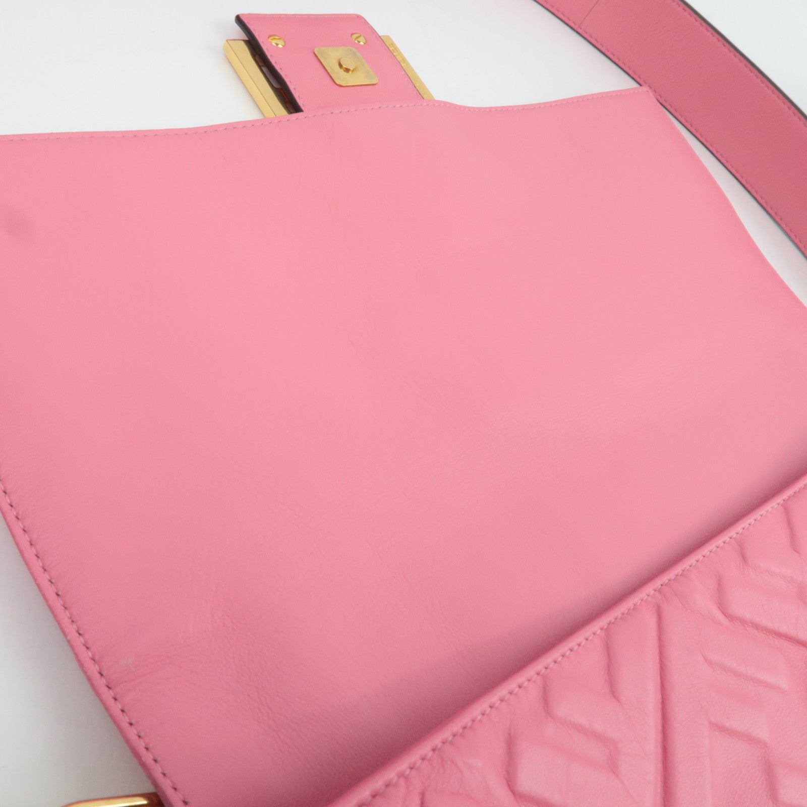 FENDI Zucca Mamma Baguette Large 2Way Leather Shoulder Bag Pink 8BR771