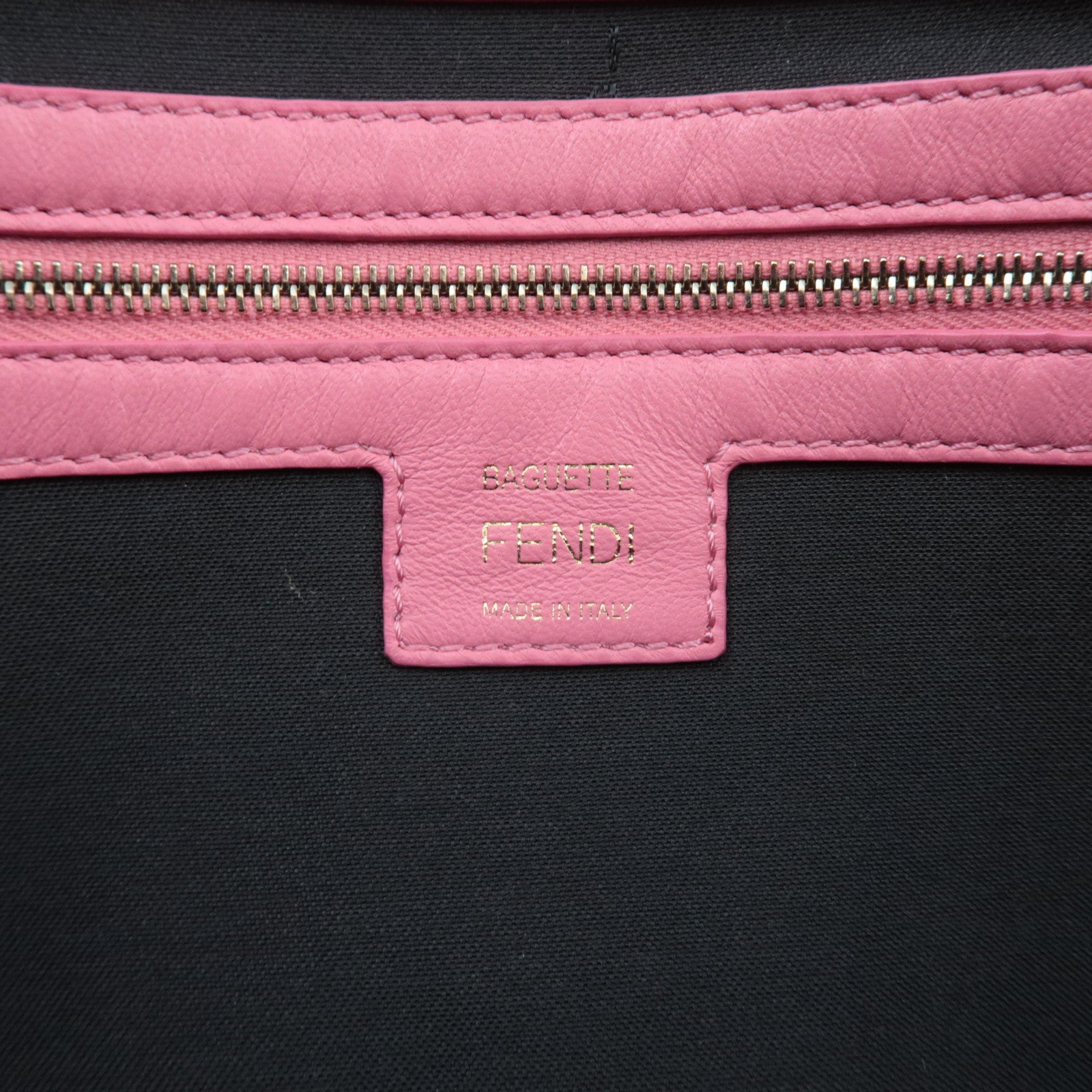 FENDI Zucca Mamma Baguette Large 2Way Leather Shoulder Bag Pink 8BR771