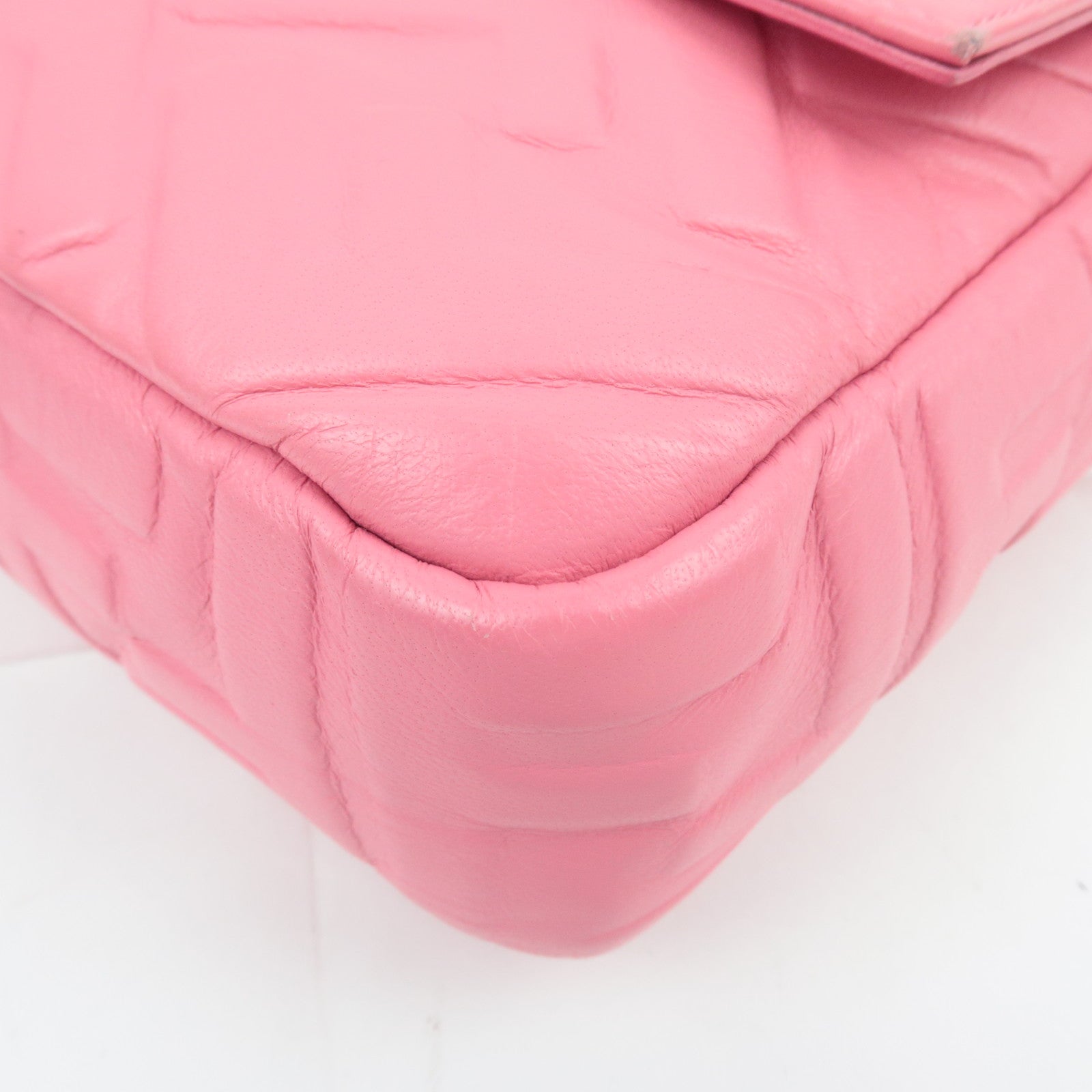 FENDI Zucca Mamma Baguette Large 2Way Leather Shoulder Bag Pink 8BR771