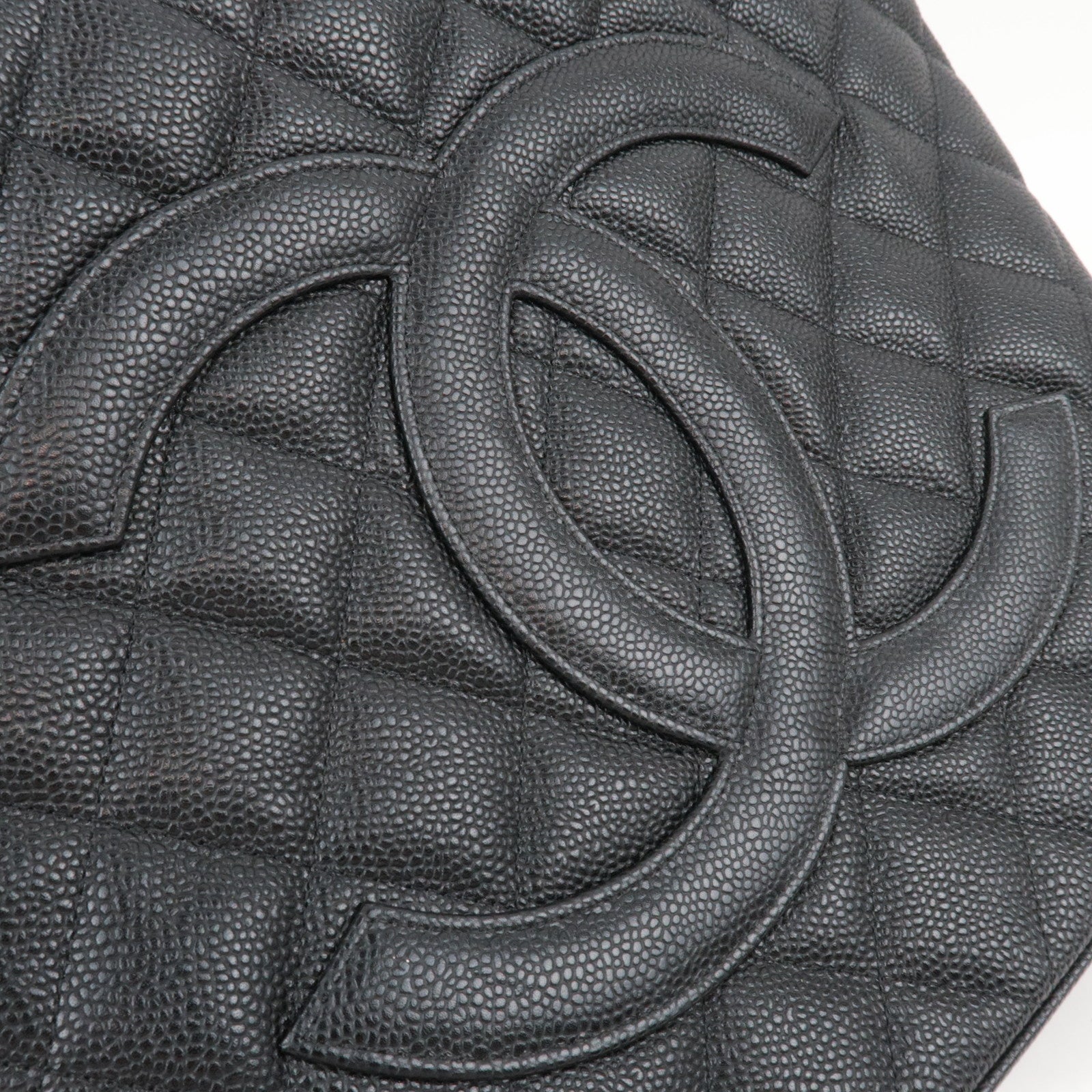 CHANEL Medallion Tote Caviarskin Black Gold HDW A01804
