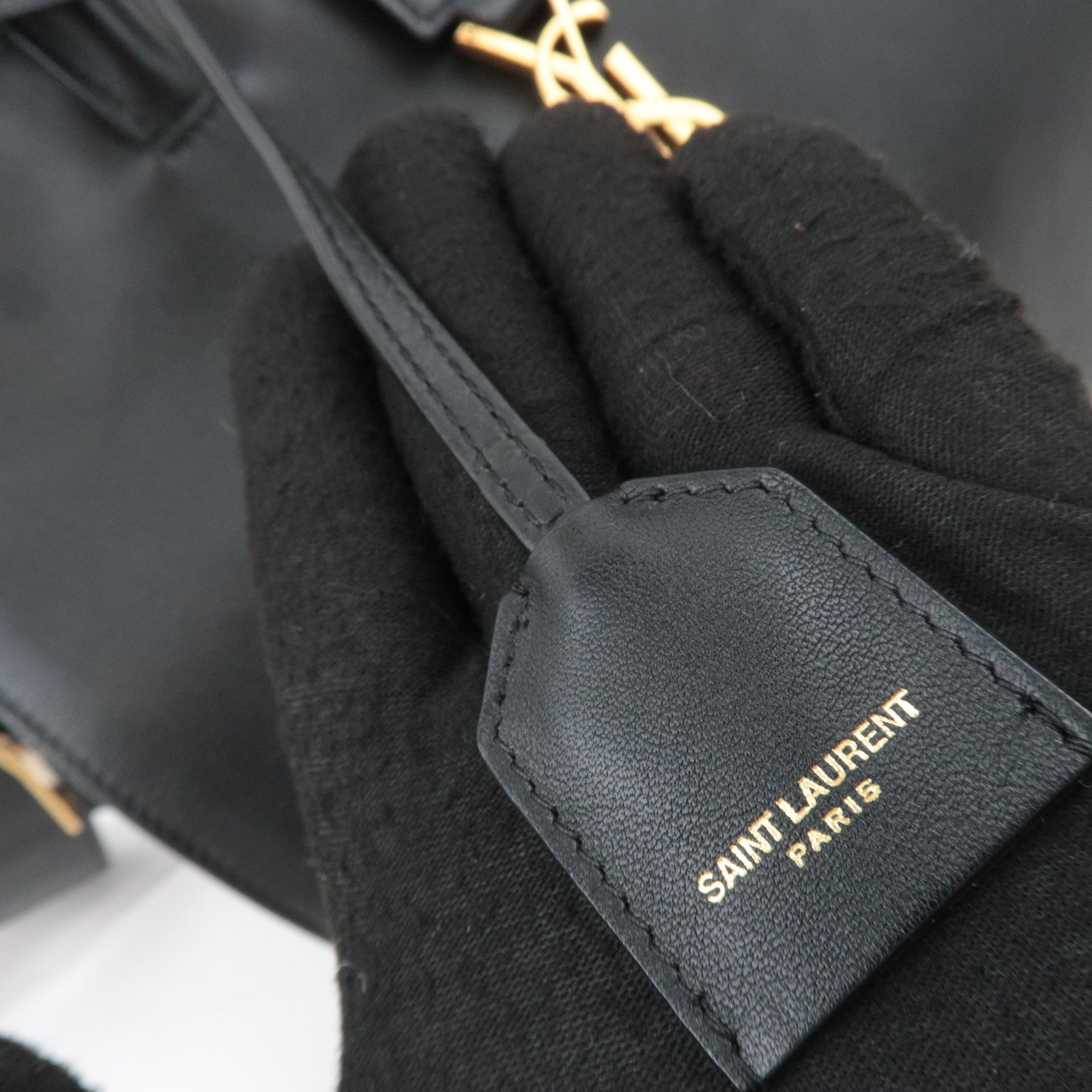 SAINT LAURENT Downtown Cabas 2Way Suede Handbag Black 436832