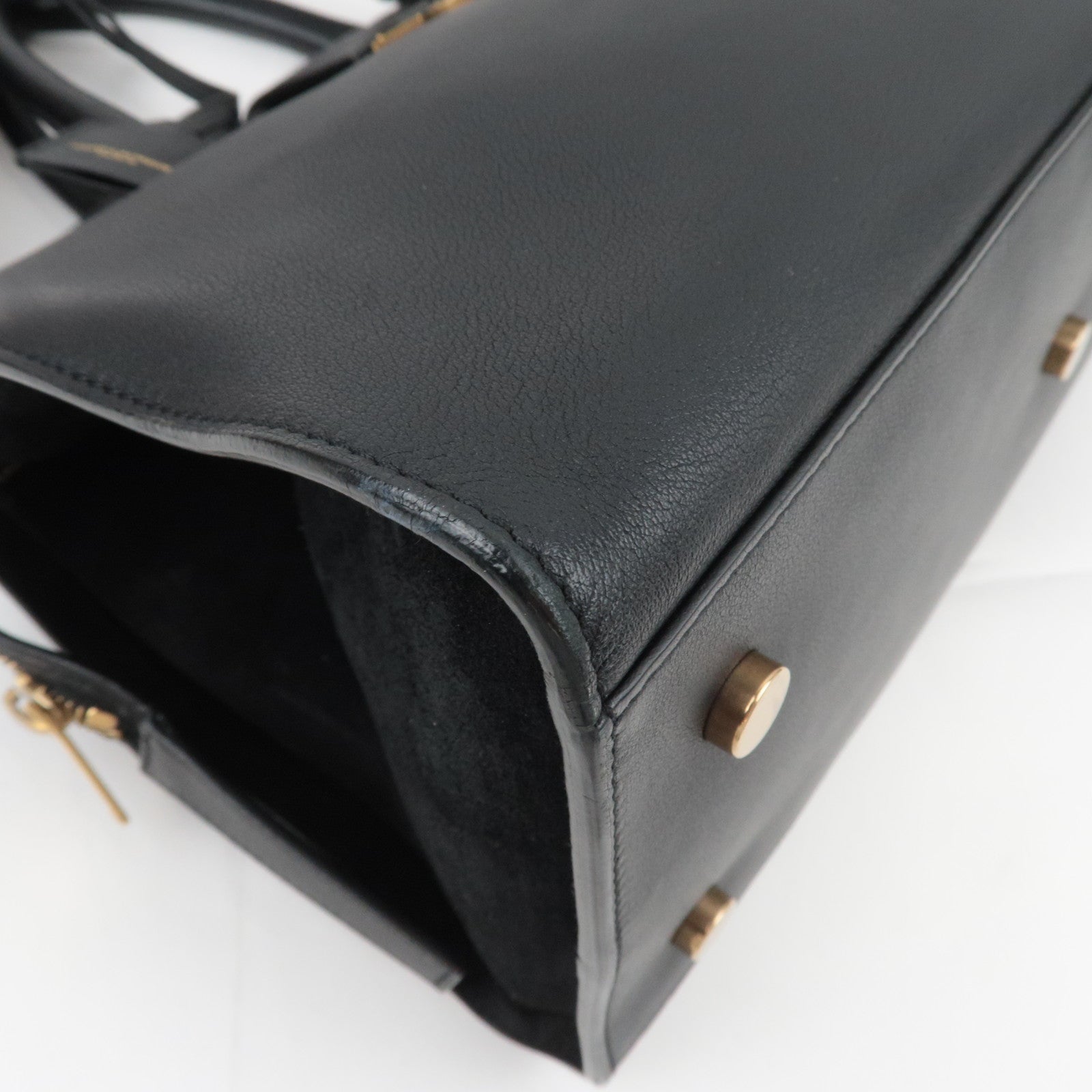 SAINT LAURENT Downtown Cabas 2Way Suede Handbag Black 436832