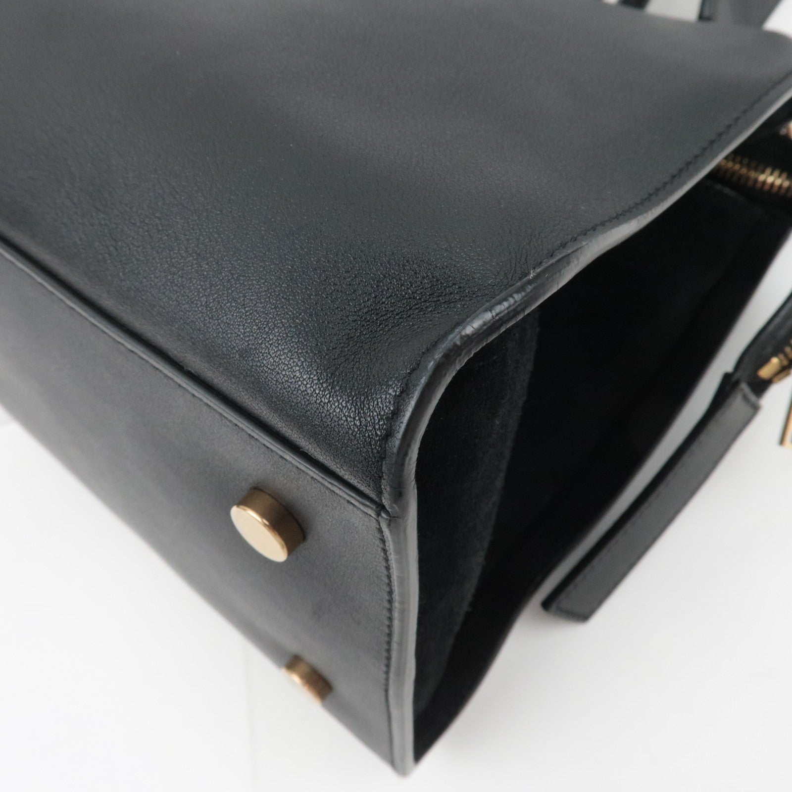 SAINT LAURENT Downtown Cabas 2Way Suede Handbag Black 436832