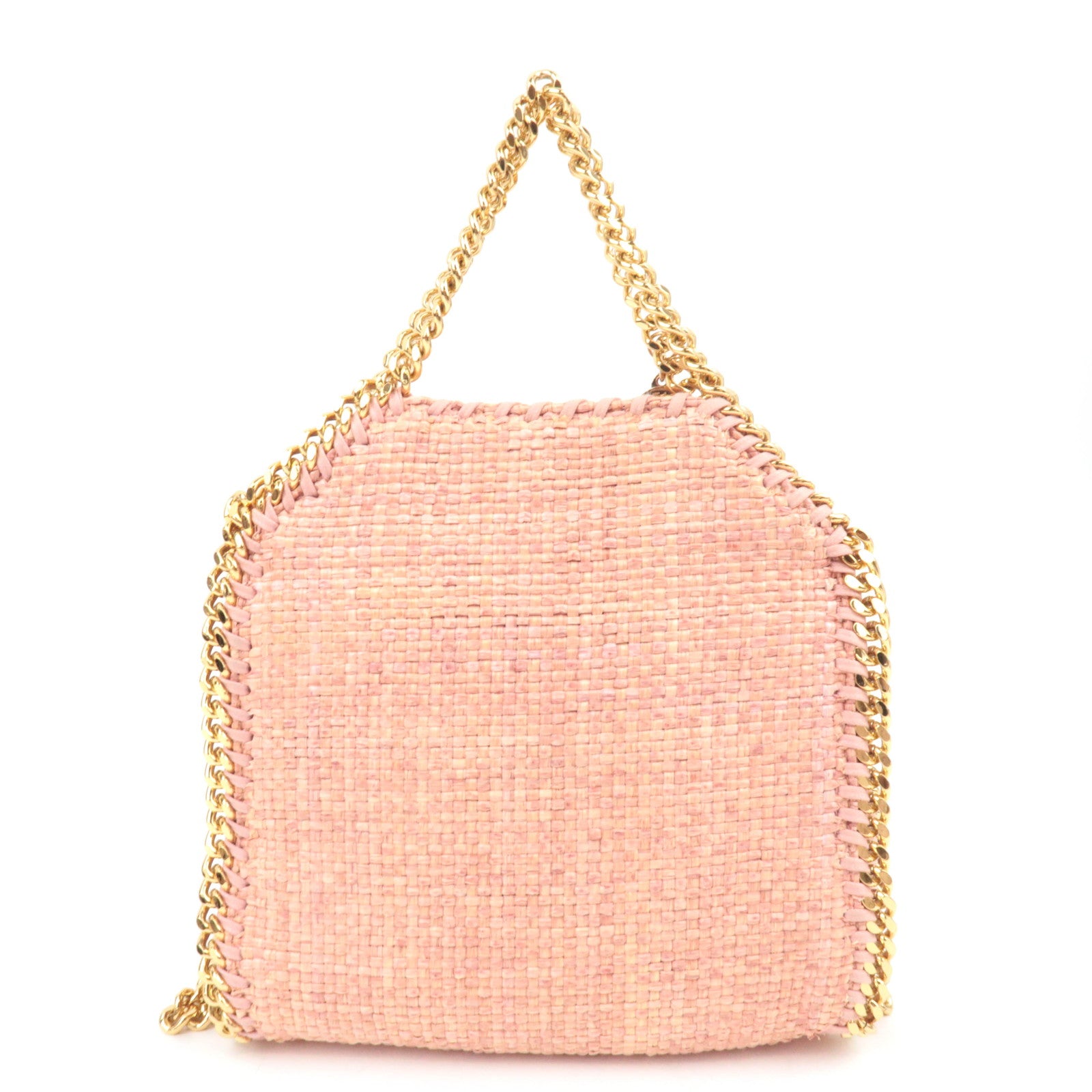 Stella McCartney Falabella Mini Weaved Raffia 2Way Chain Shoulder Bag Pink