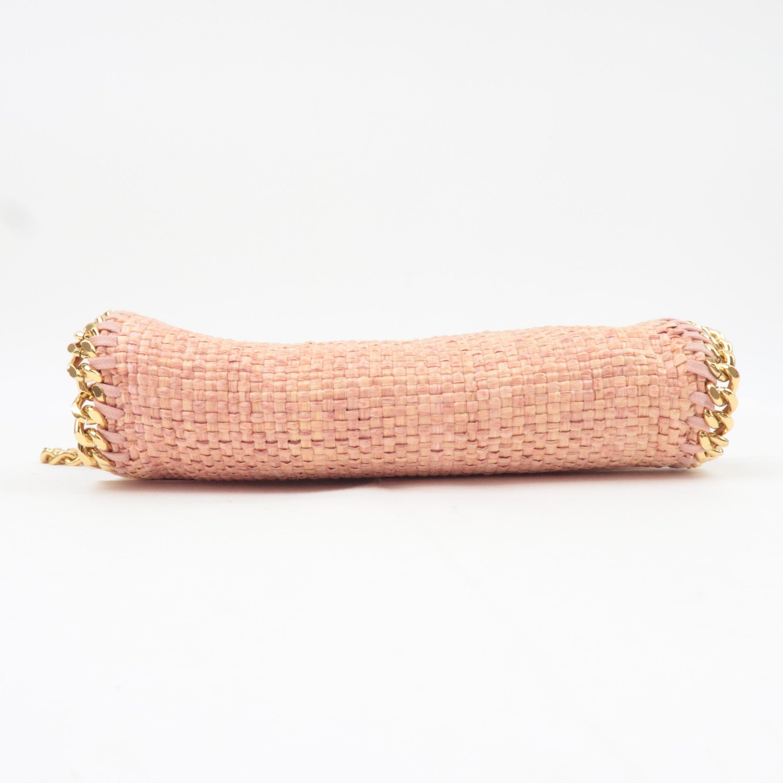 Stella McCartney Falabella Mini Weaved Raffia 2Way Chain Shoulder Bag Pink
