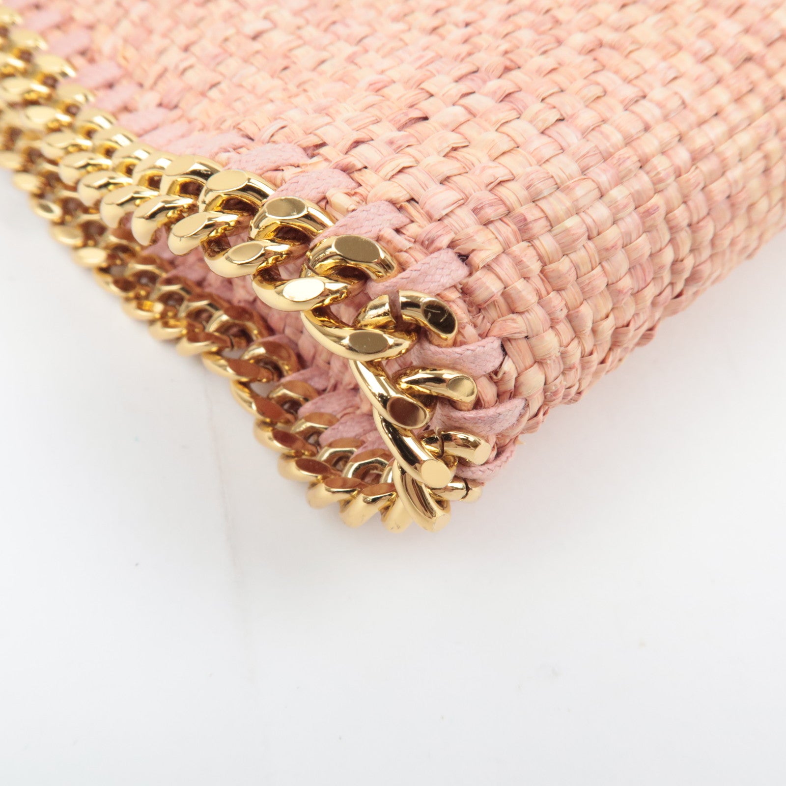 Stella McCartney Falabella Mini Weaved Raffia 2Way Chain Shoulder Bag Pink