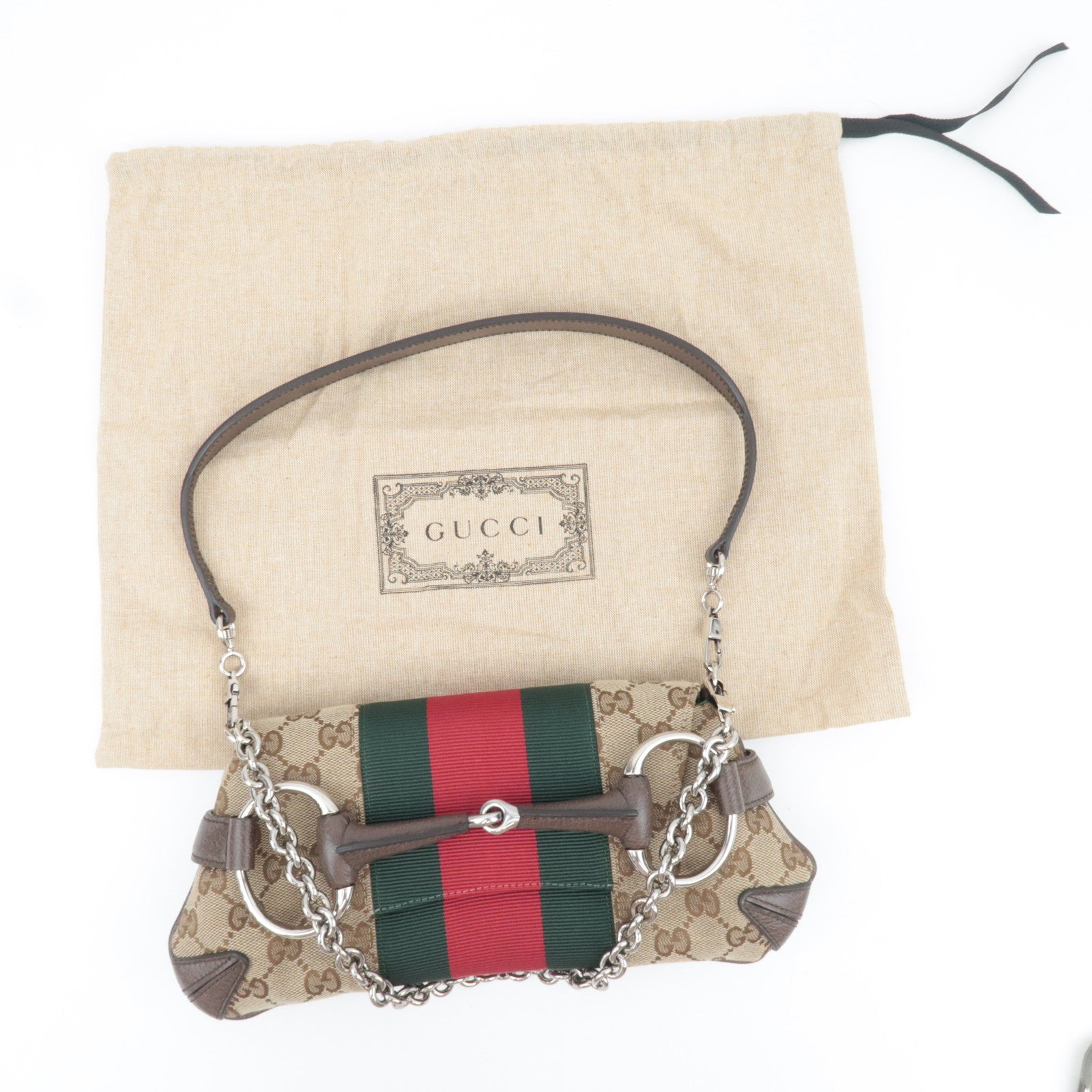 GUCCI Sherry Horsebit Small 2Way Chain Shoulder Bag Brown 764339