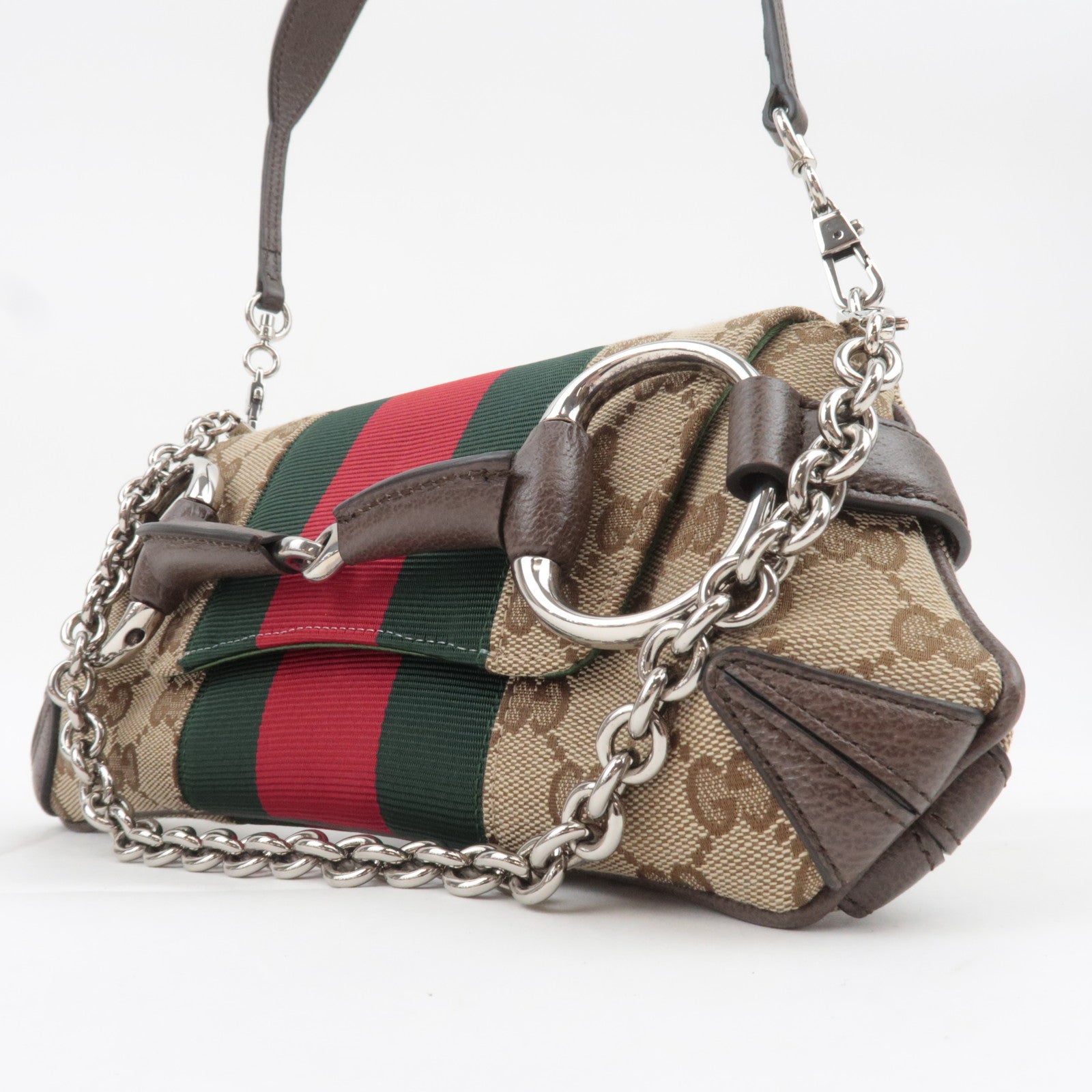 GUCCI Sherry Horsebit Small 2Way Chain Shoulder Bag Brown 764339
