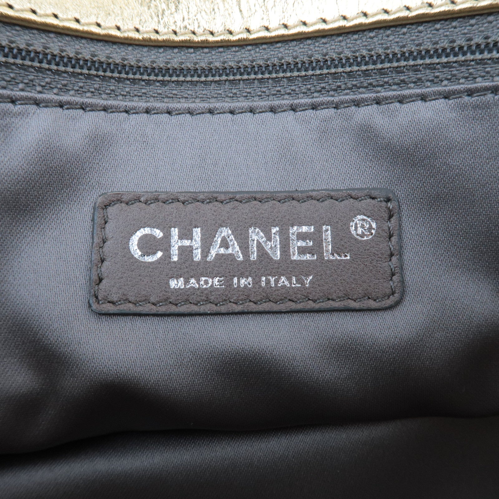 CHANEL Coco Mark Patchwork Leather Chain Shoulder Bag Gold Silver Color