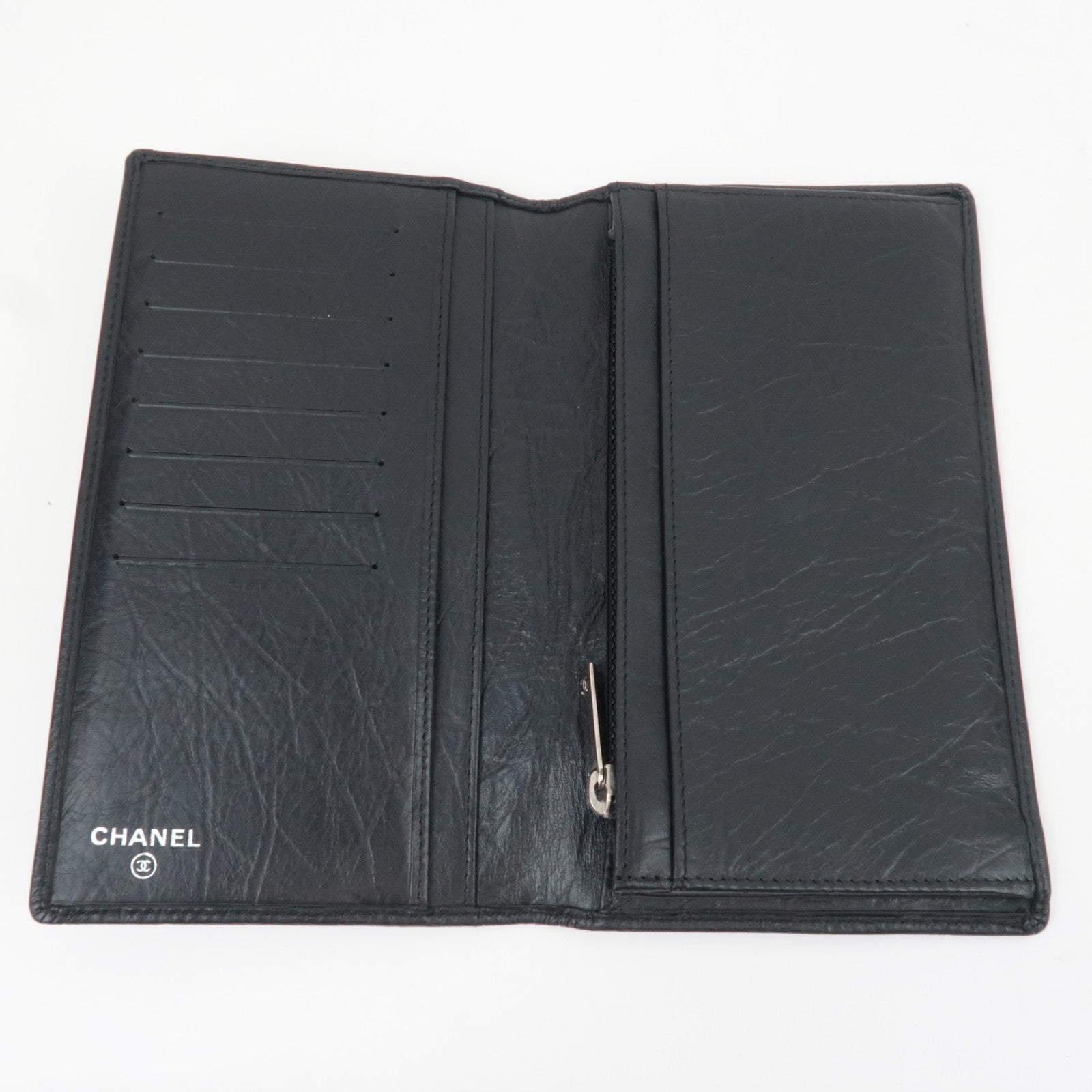 CHANEL Cambon Line Long Wallet Aged Calf Black