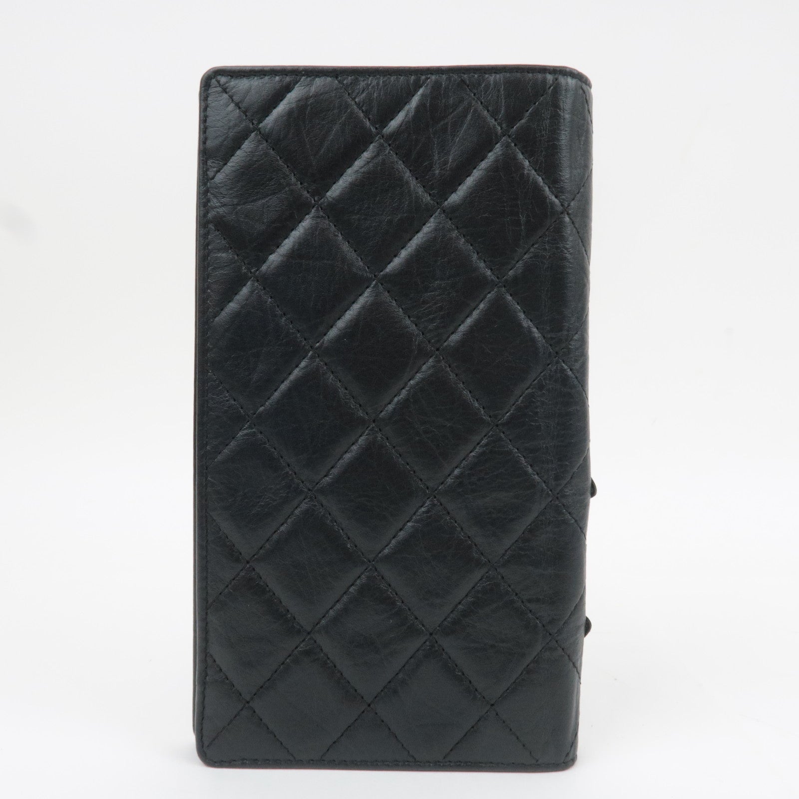 CHANEL Cambon Line Long Wallet Aged Calf Black