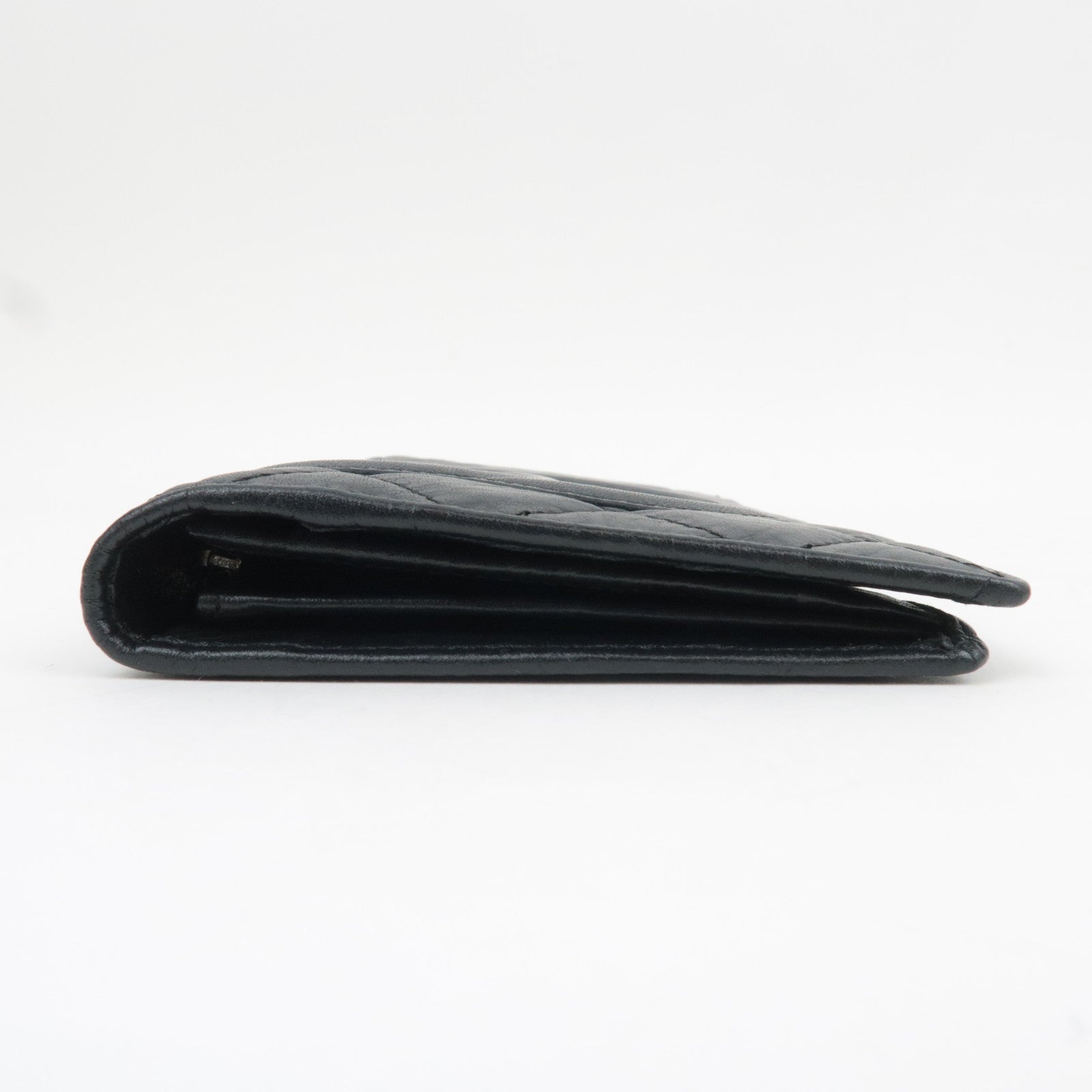 CHANEL Cambon Line Long Wallet Aged Calf Black