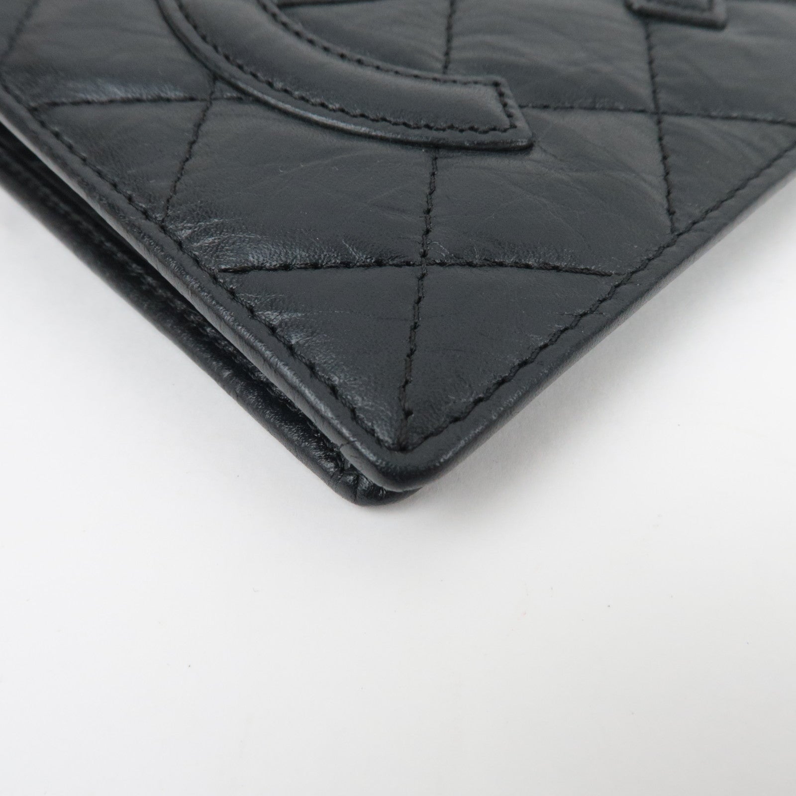CHANEL Cambon Line Long Wallet Aged Calf Black