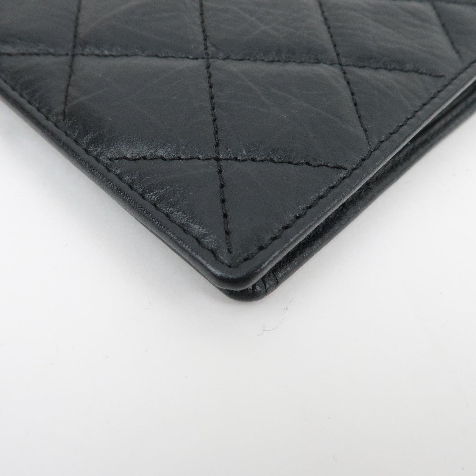 CHANEL Cambon Line Long Wallet Aged Calf Black