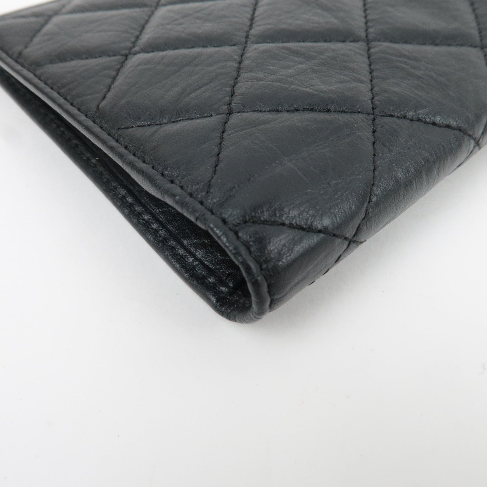 CHANEL Cambon Line Long Wallet Aged Calf Black
