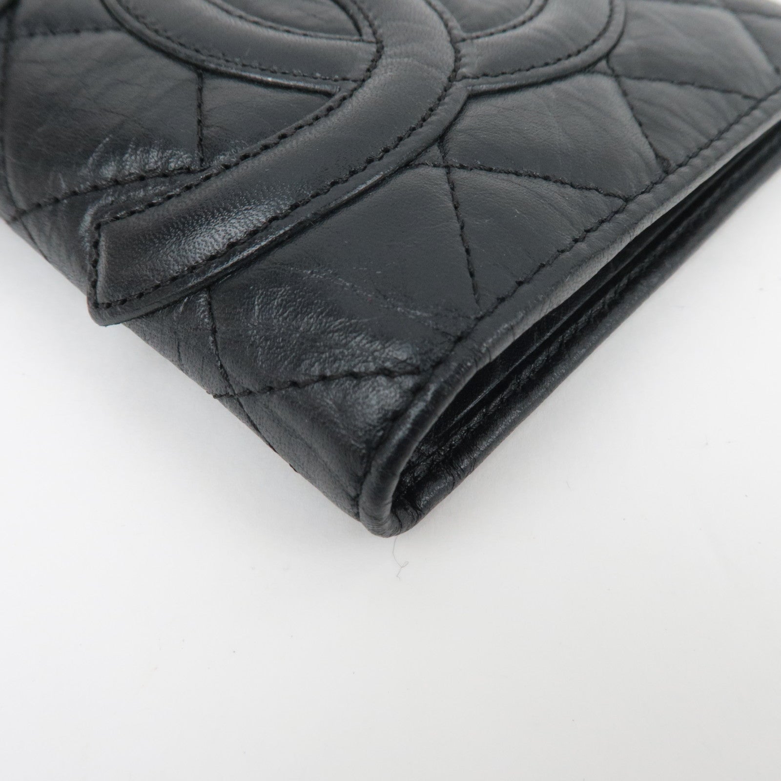 CHANEL Cambon Line Long Wallet Aged Calf Black