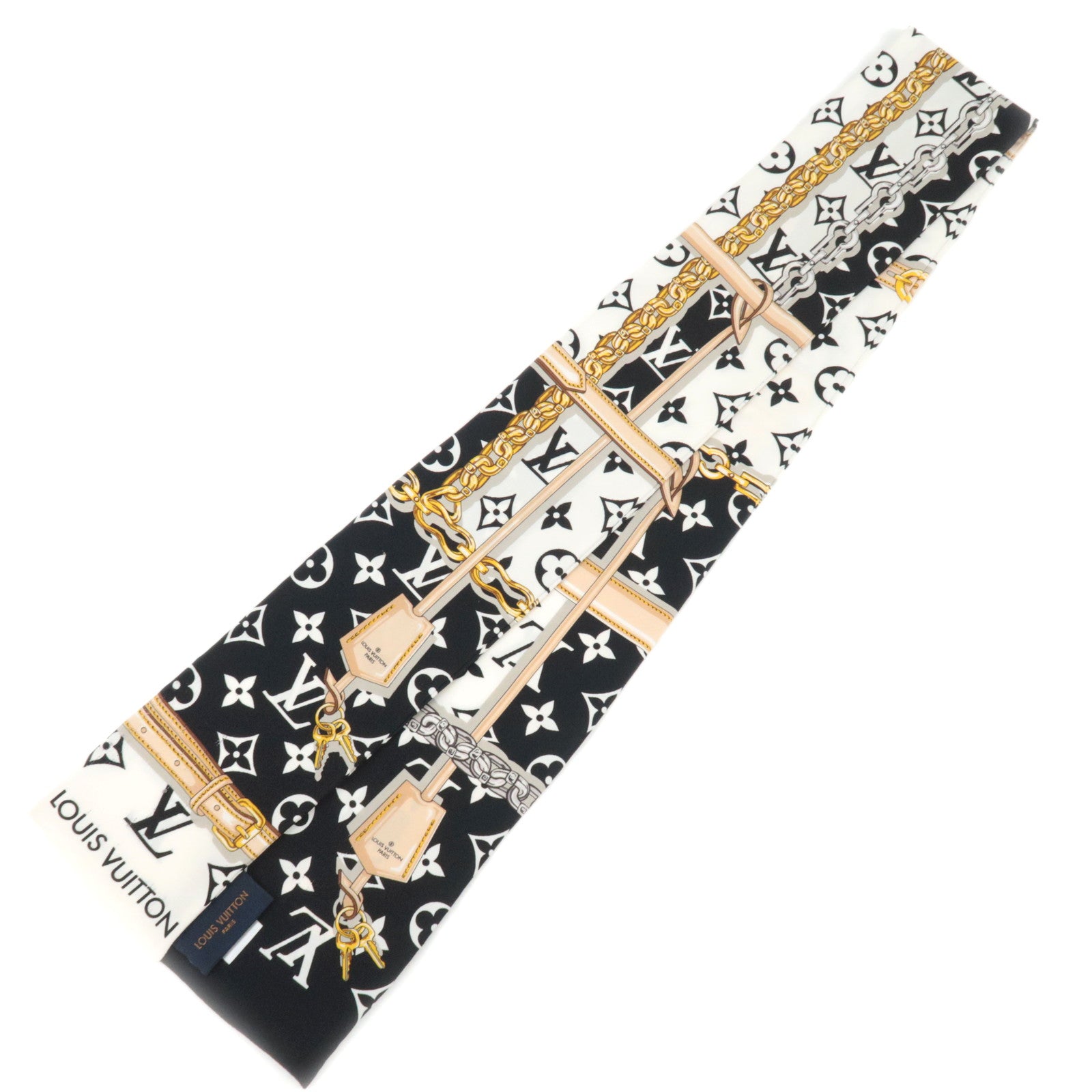 Louis Vuitton Bandeau Monogram Confidential Scarf 100% Silk Black White M7865689413
