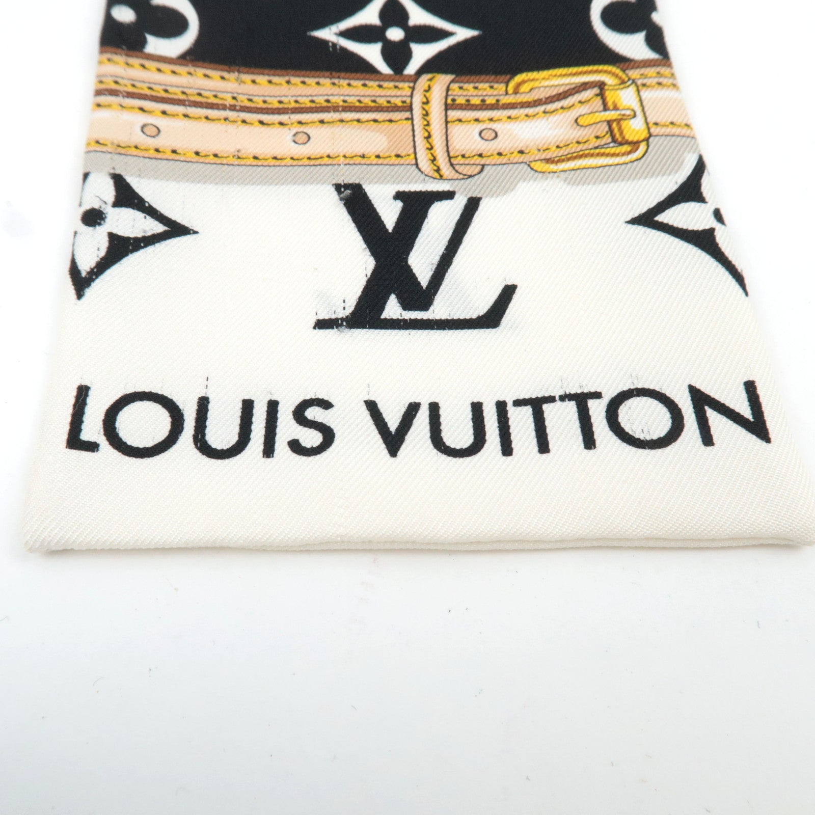 Louis Vuitton Bandeau Monogram Confidential Scarf 100% Silk Black White M78656