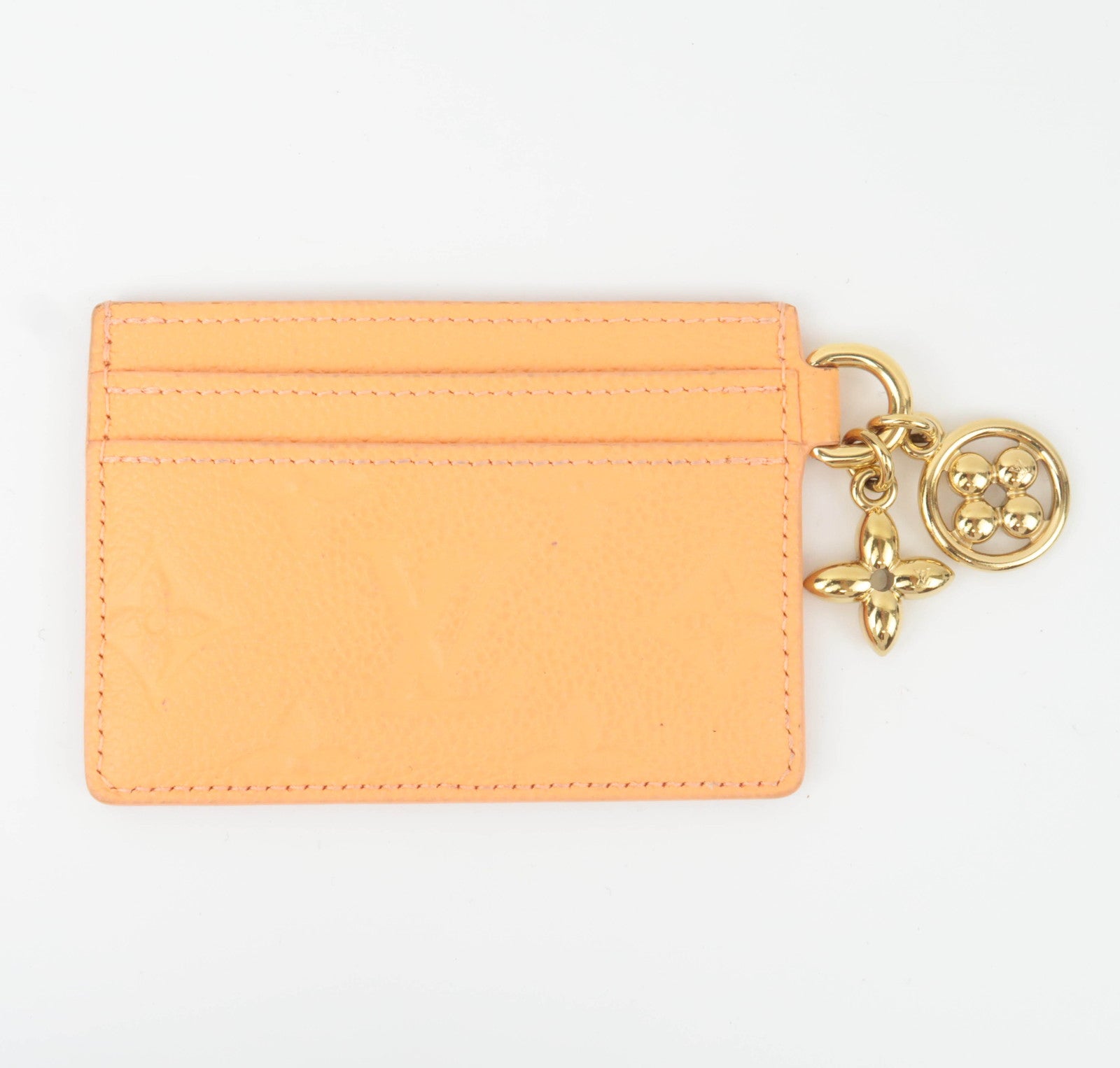 Louis Vuitton Monogram Empreinte Porte Carte LV Charm Card Case Apricot M83586