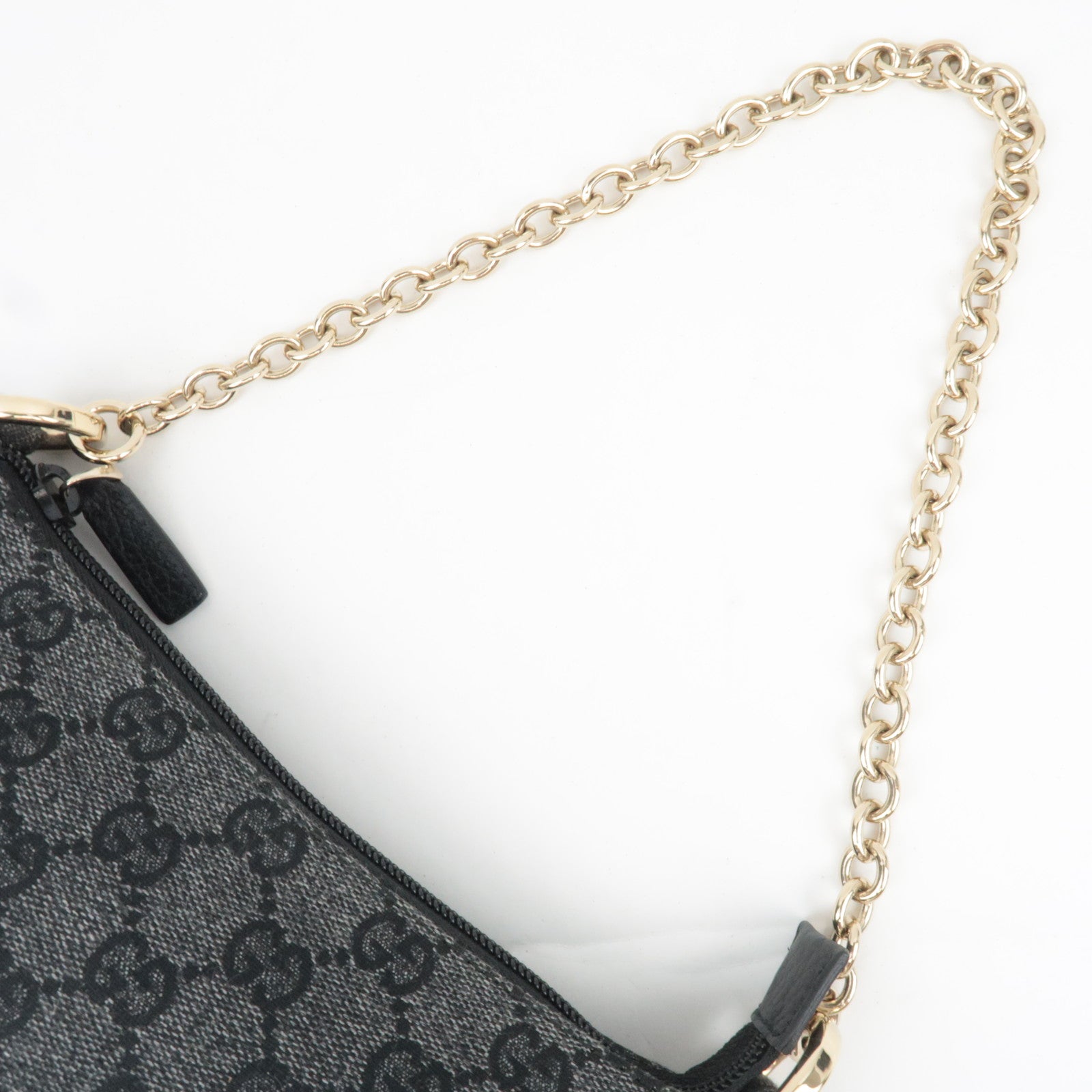 GUCCI GG Denim Chain Shoulder Bag Black 272383