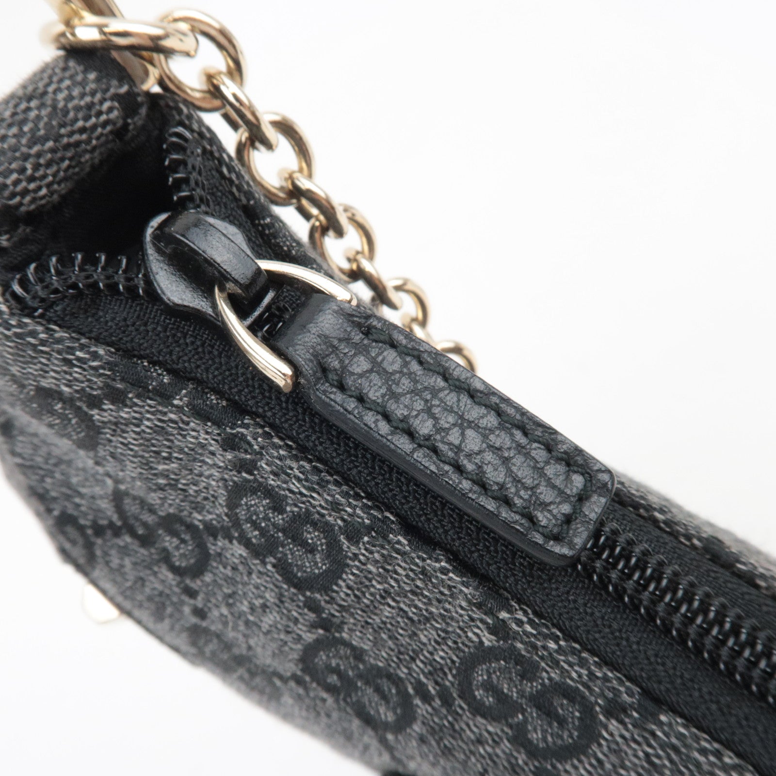 GUCCI GG Denim Chain Shoulder Bag Black 272383