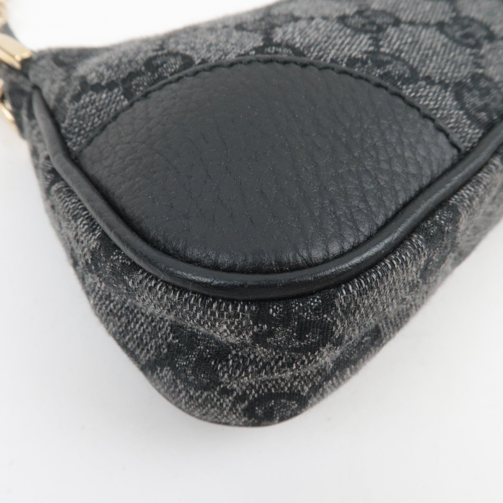 GUCCI GG Denim Chain Shoulder Bag Black 272383